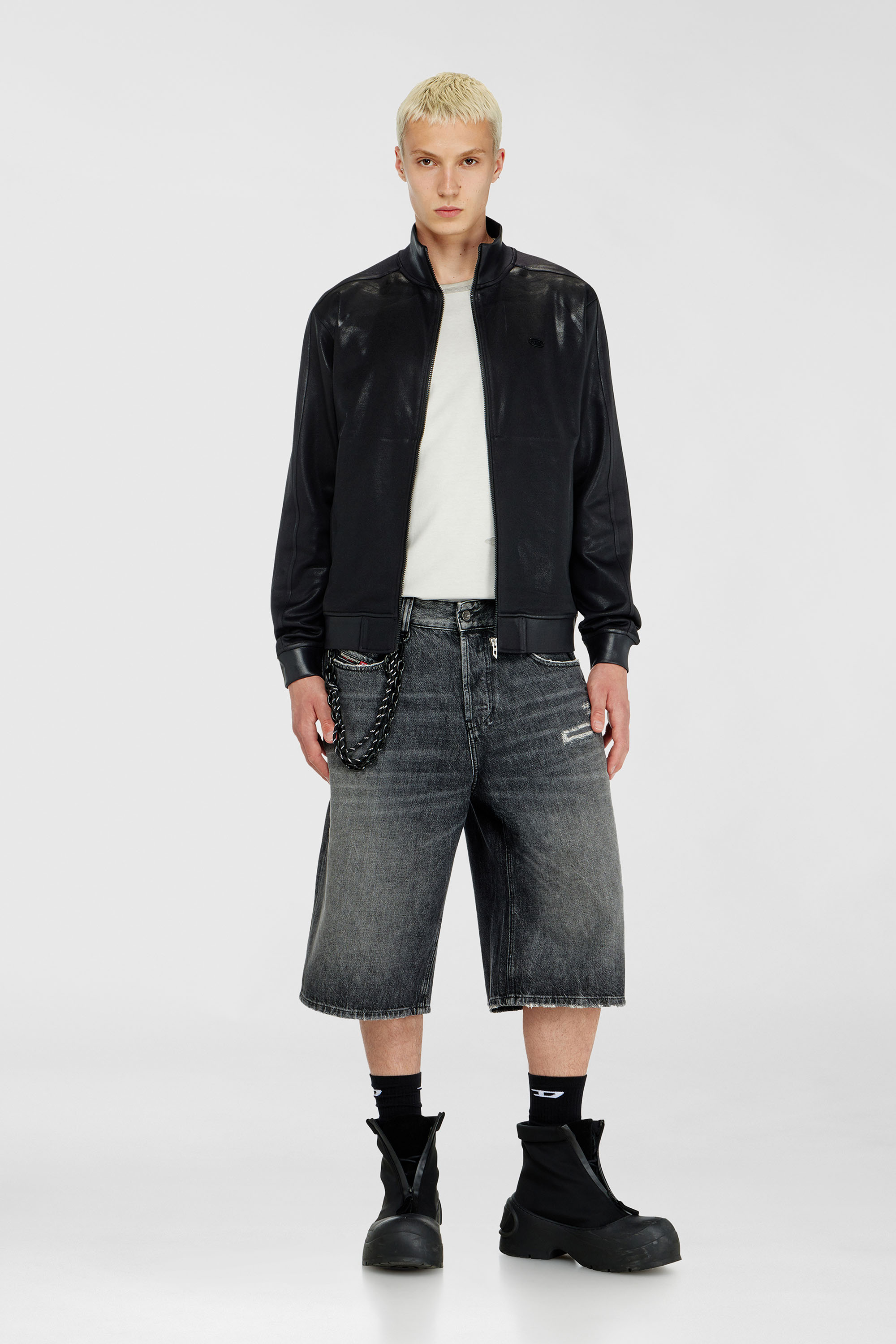 Diesel - S-GLOSSY, Male's ジップアップスウェット in ブラック - 1