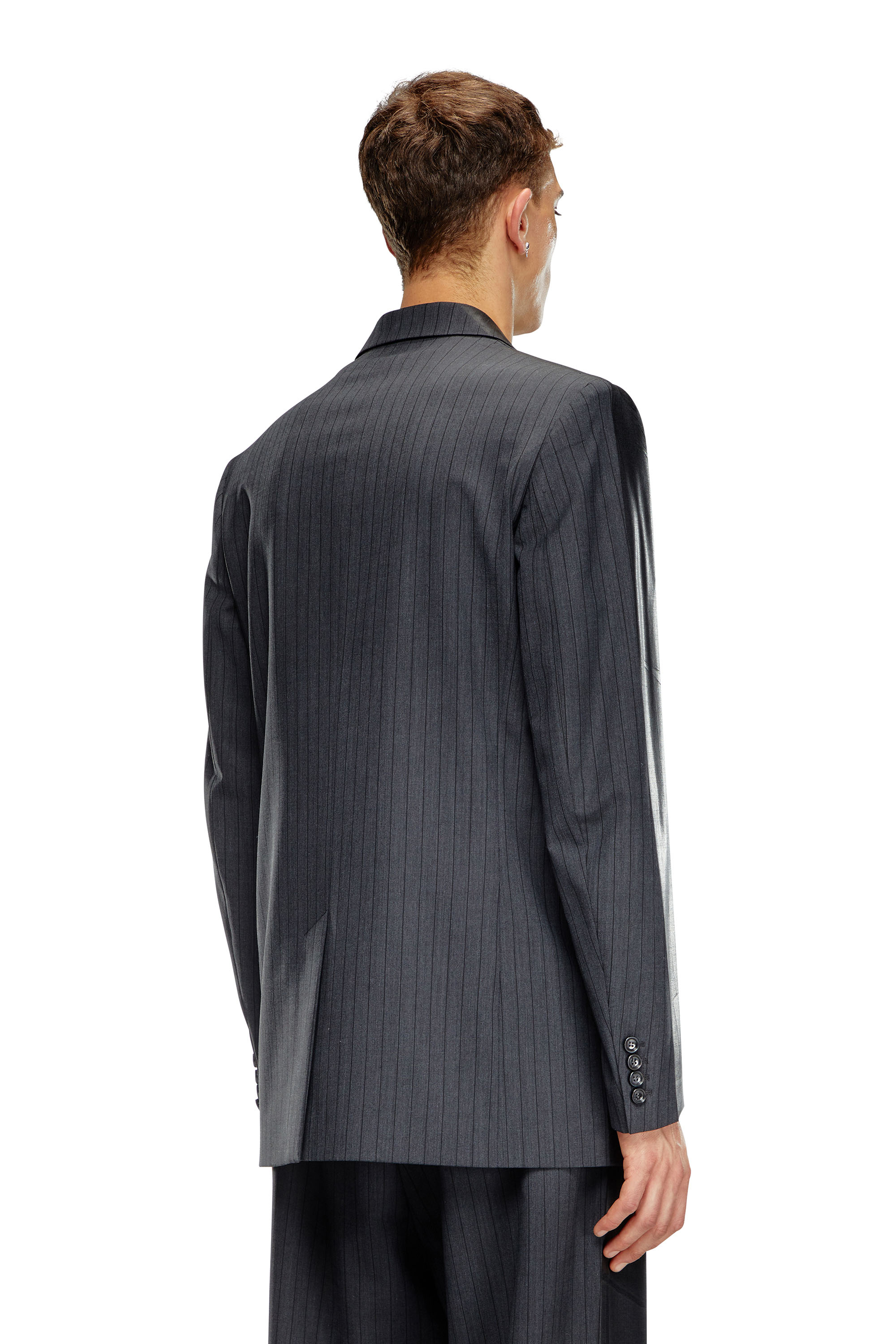 Diesel - J-STANLEY, Male's Pinstripe blazer with coated front in ブラック - 4