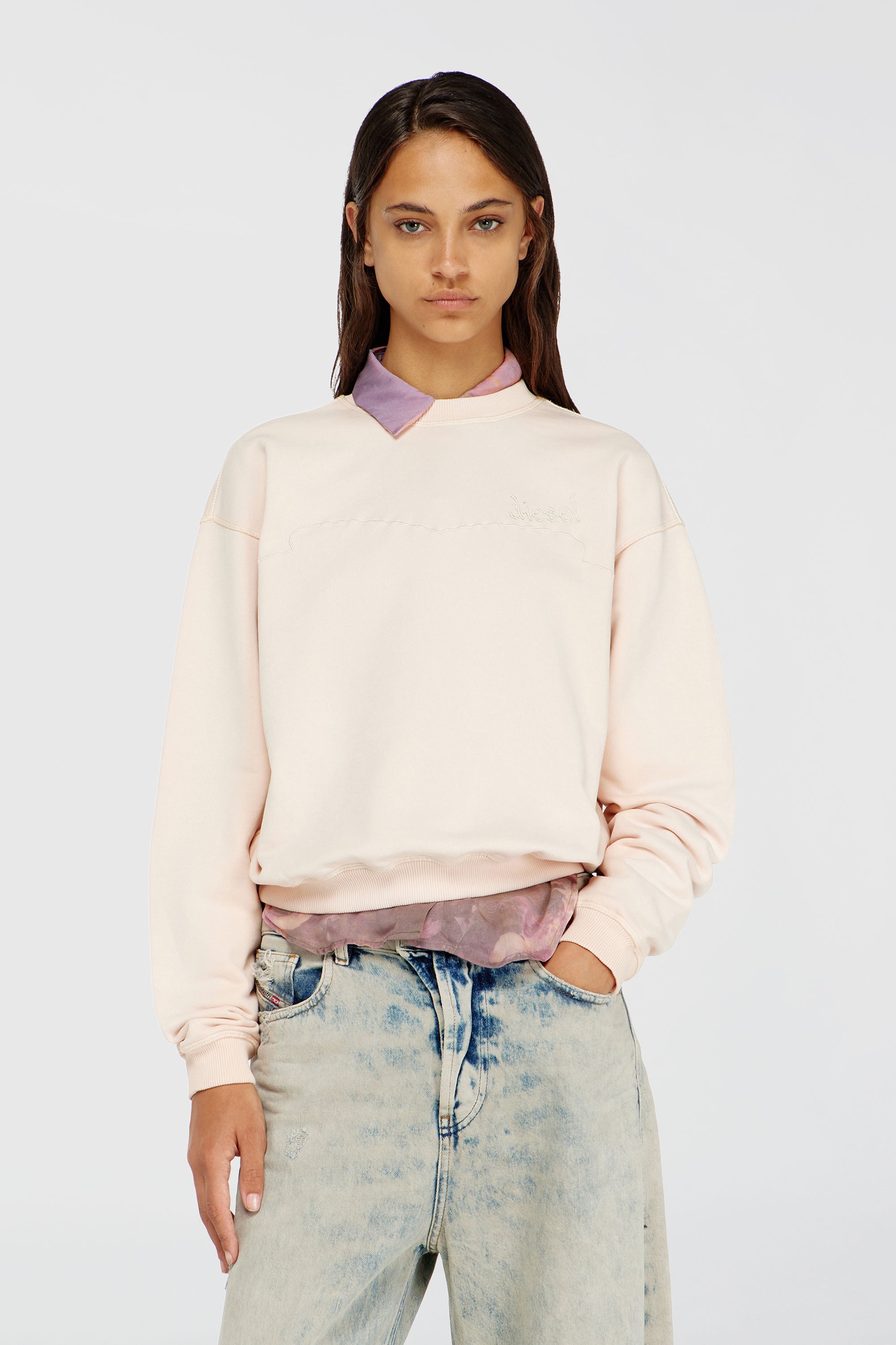 Diesel - F-CREW, Female's プルオーバースウェット in フェースパウダー - 1