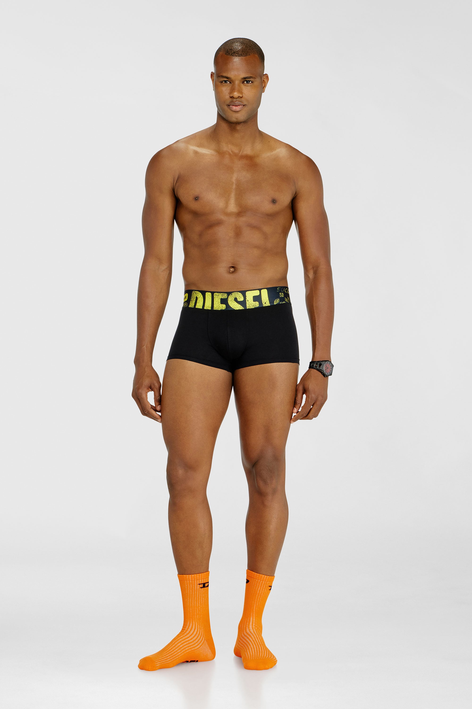 Diesel - DAMIEN-D-POP-55, Male's ボクサーパンツ in ブラック/イエロー - 1