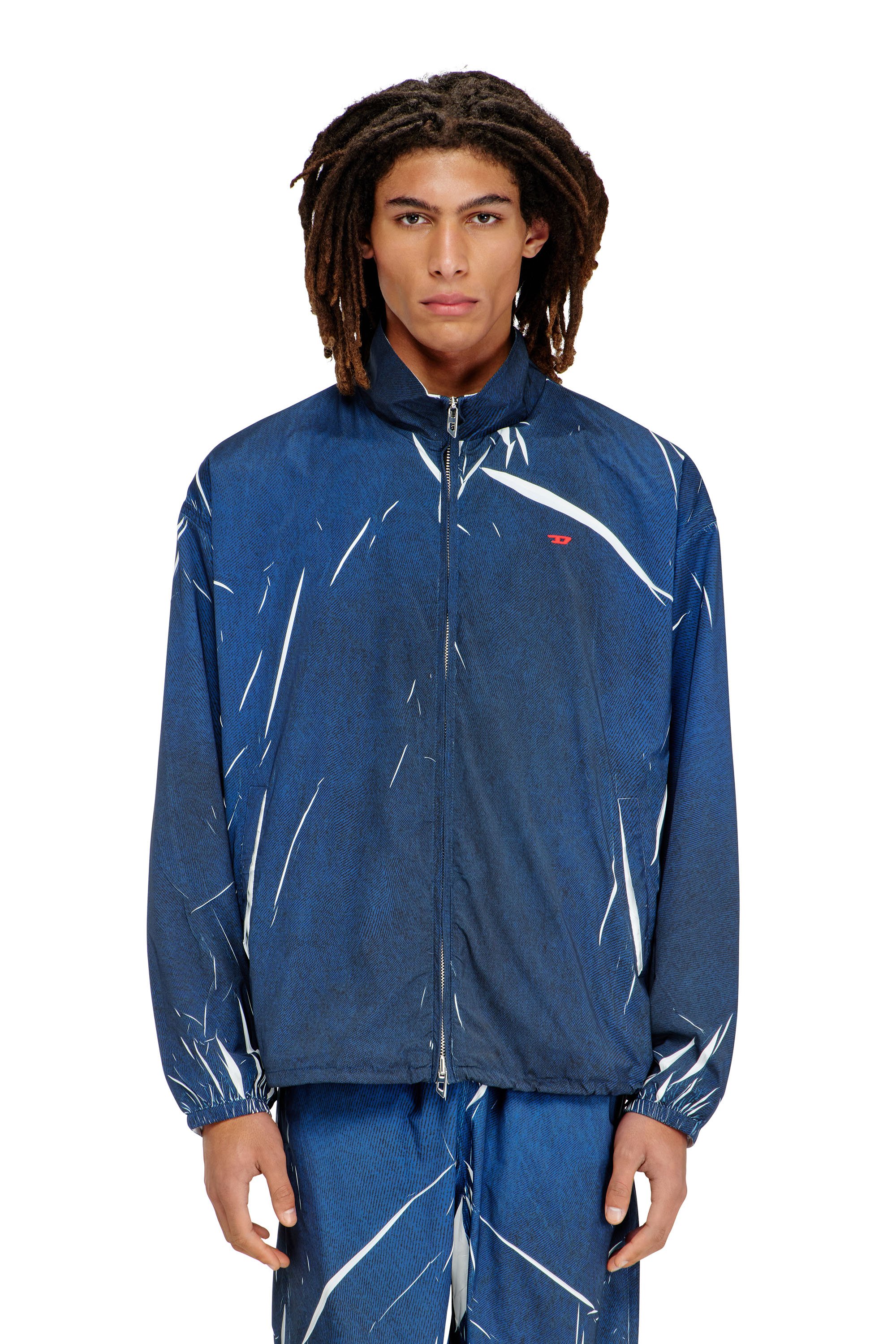 Diesel - J-PHIL-CJBC, Male's Light jacket with denim-effect print in ブルー - 3