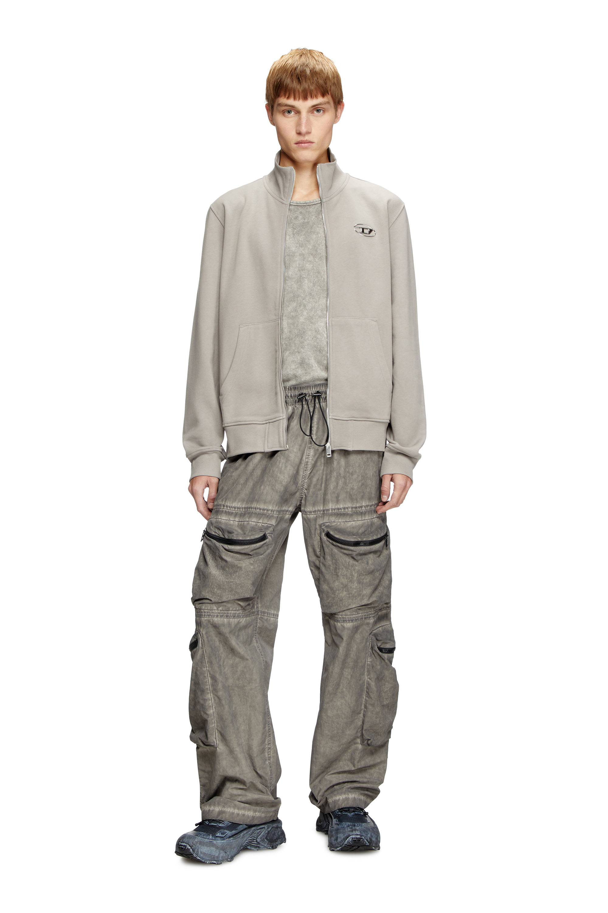 Diesel - S-GINNI-ZIP-OD, Male's ジップアップスウェット in ライトグレー - 1