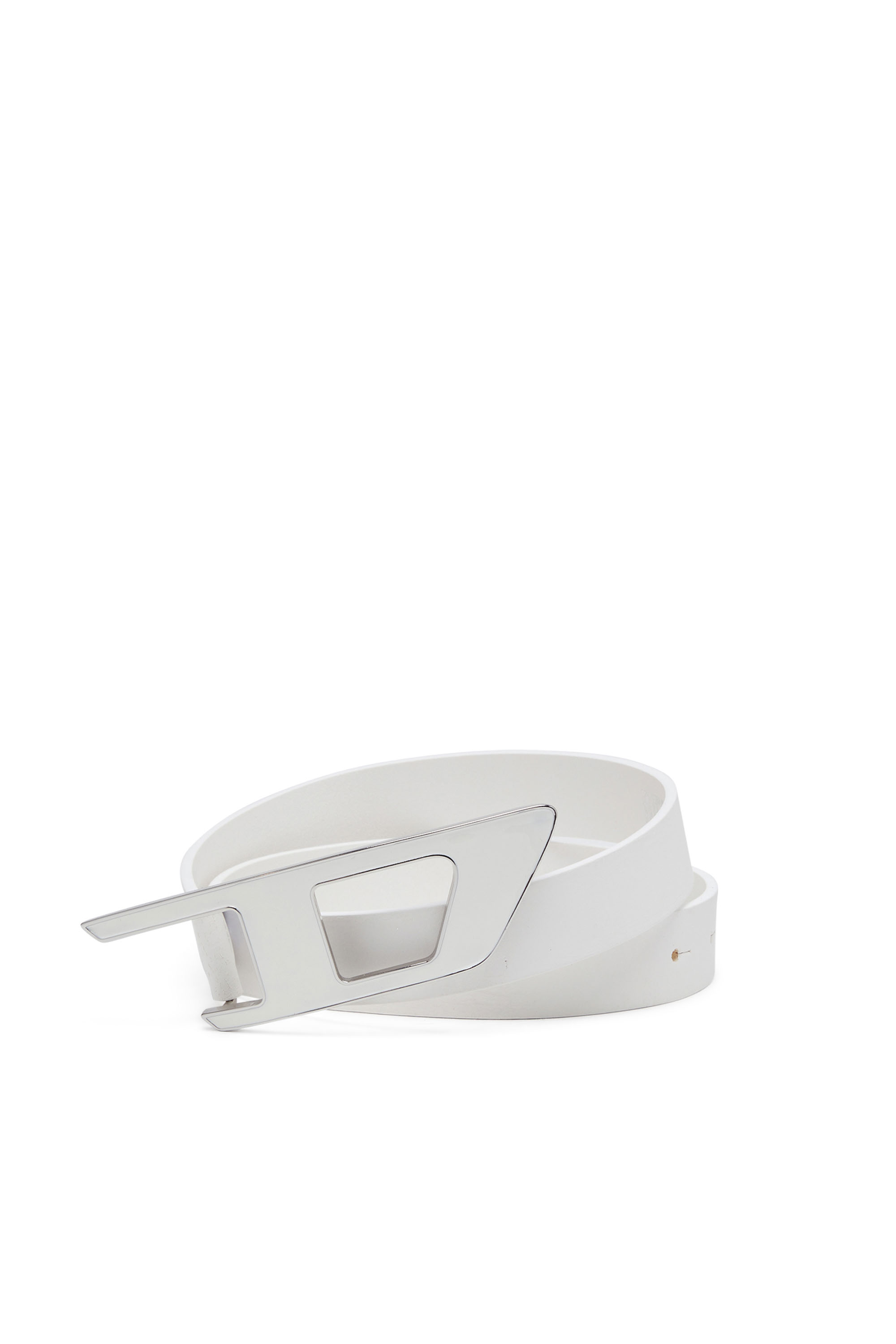 Diesel - B-DLOGO II, Female's Leather belt with enamelled D buckle in ホワイト - 3
