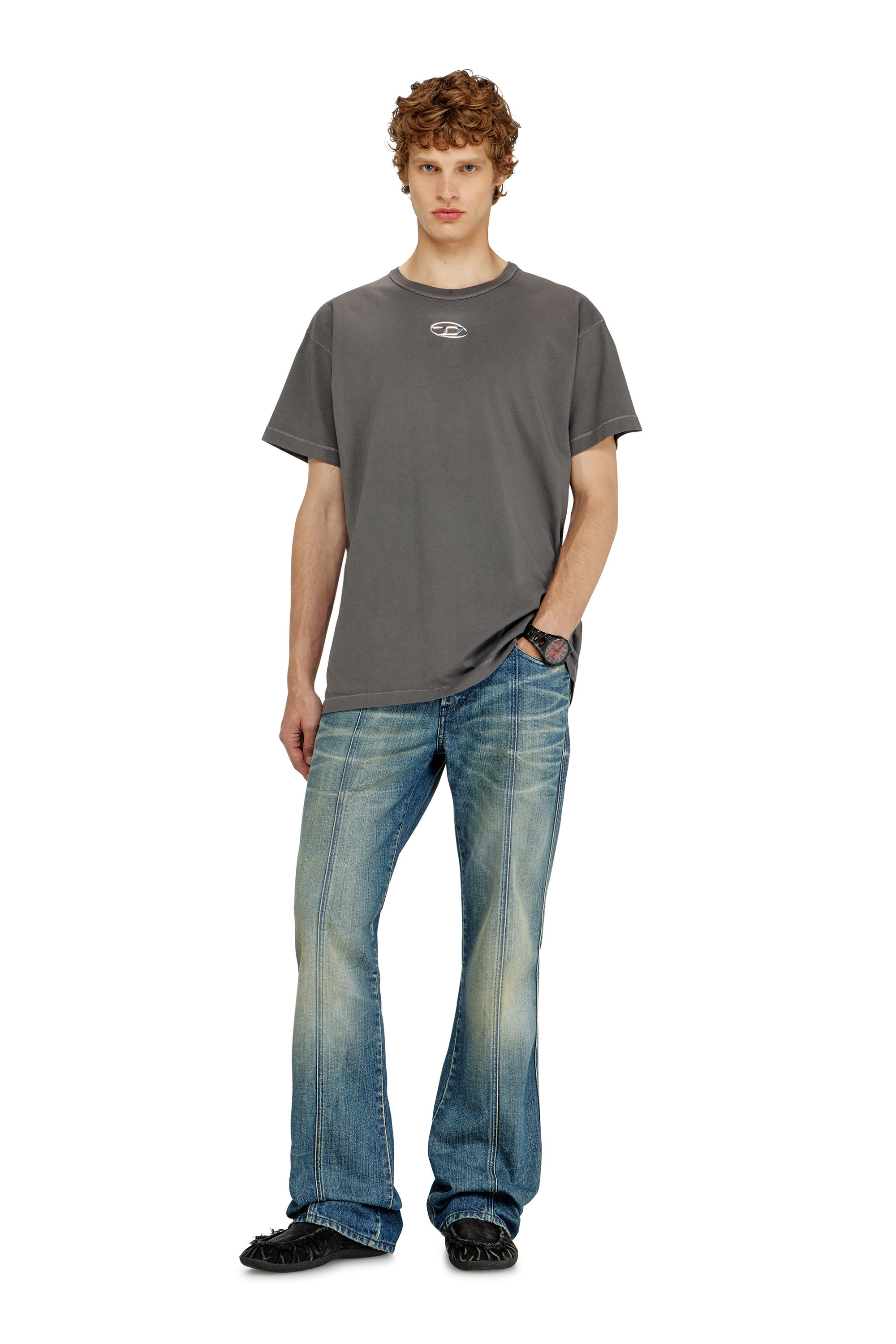Diesel - T-NORM-IOD, Male's クルーネックTシャツ in グレー - 1