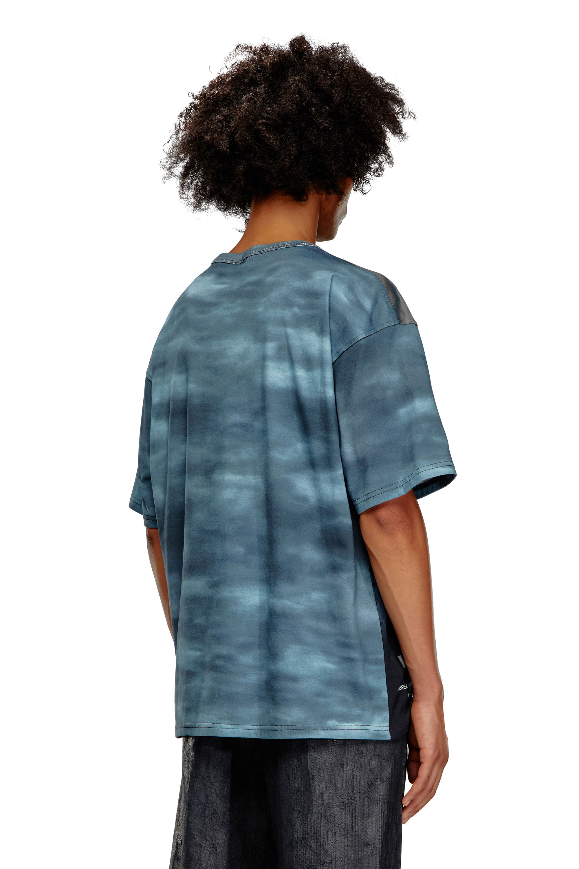 Diesel - T-BOXT-P2, Male's T-shirt with burning Oval D poster in ブラック/ブルー - 4