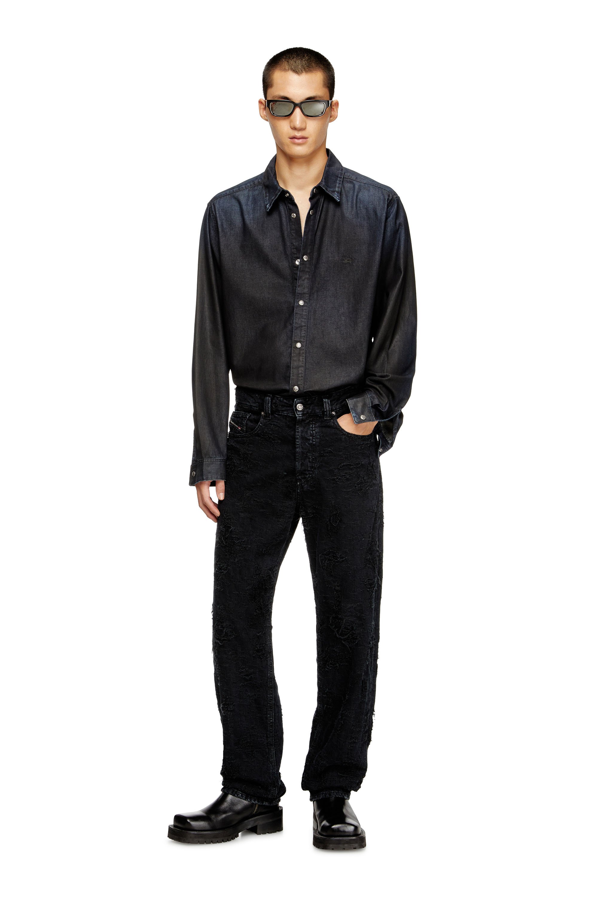 Diesel - Male's Regular Jeans 2024 D-Macs 007BW, ブラック/ダークグレー - 1