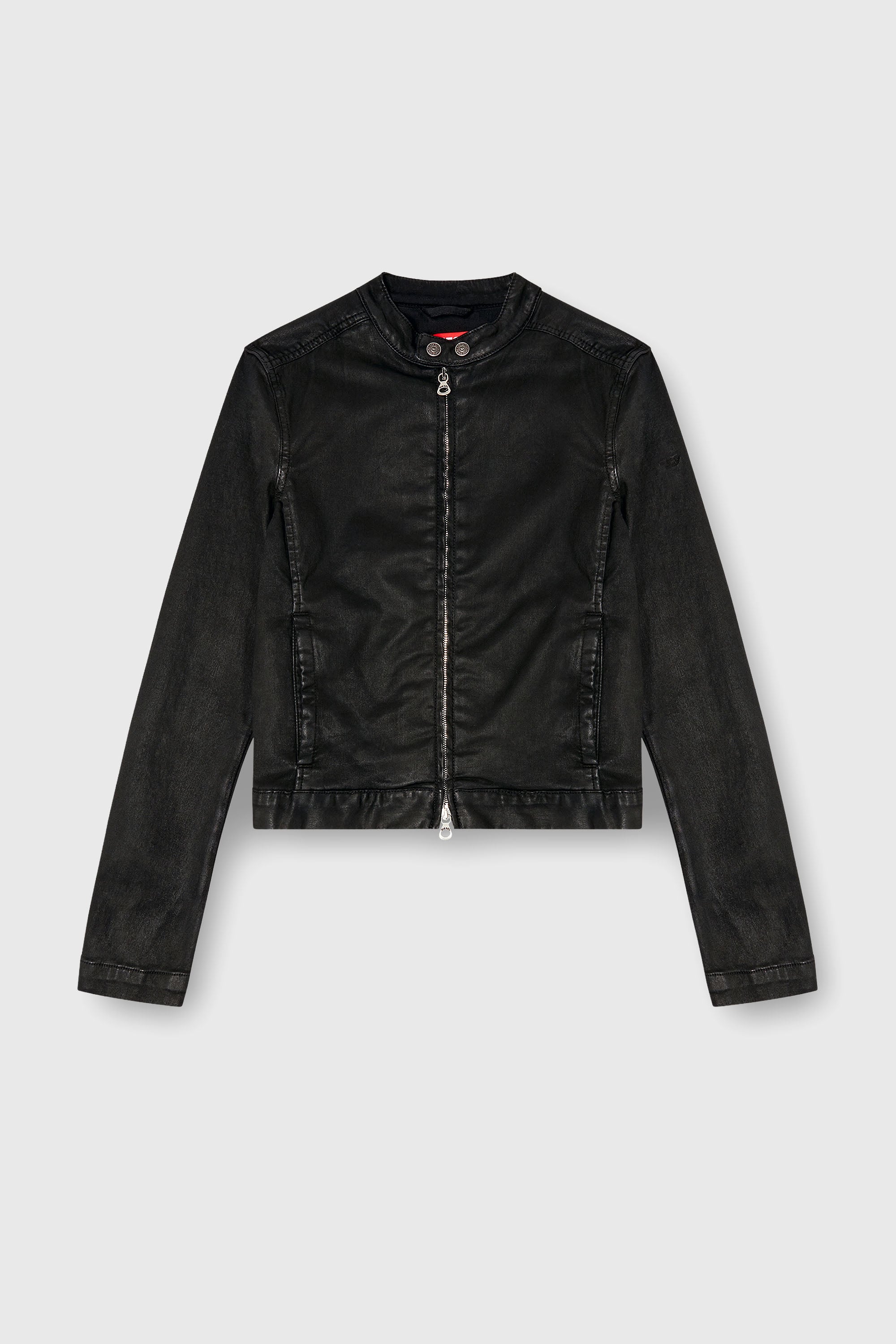 Diesel - DE-MORNIN JOGG, Female's Moto jacket in coated denim in ブラック - 2