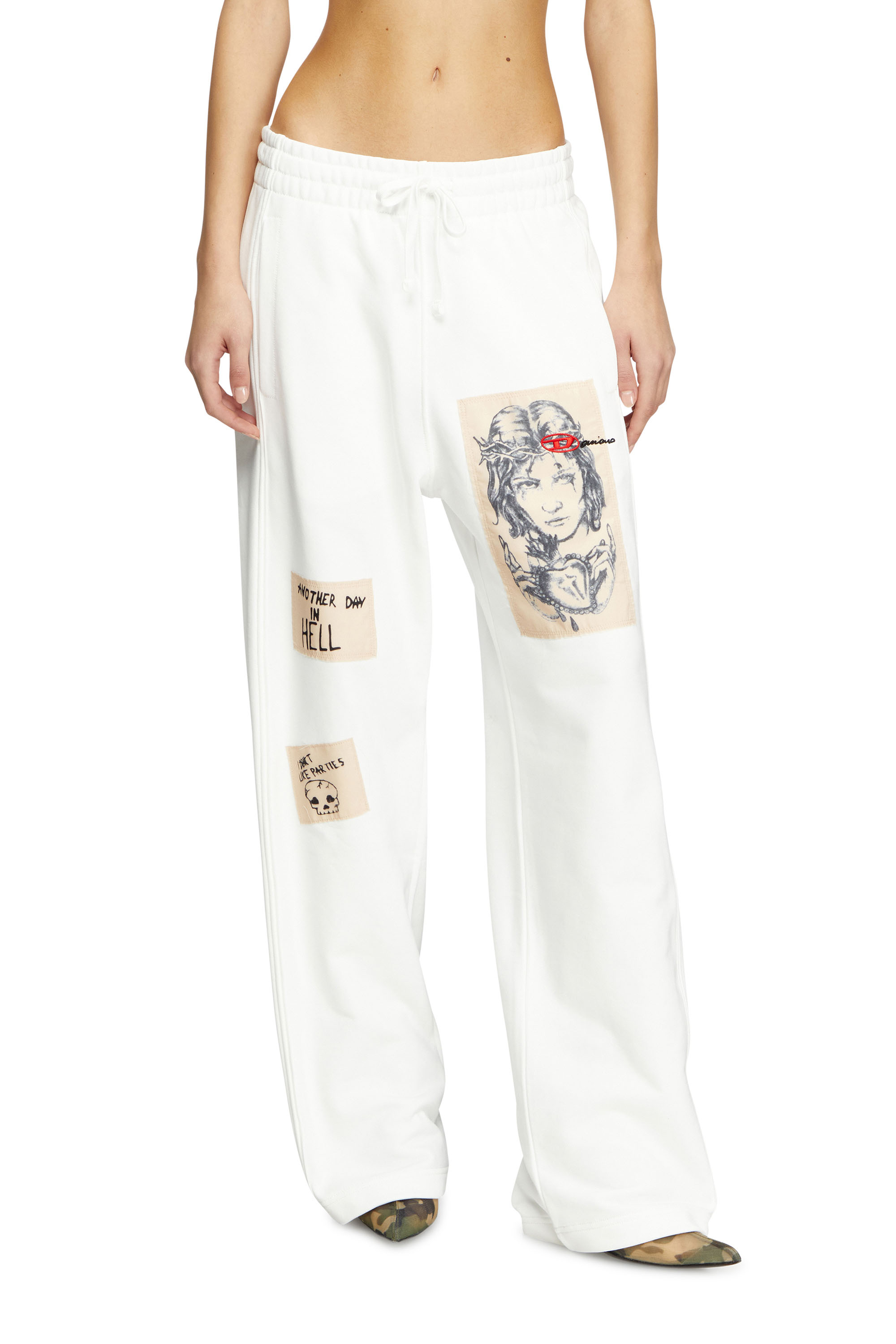 Diesel - P-MARTYANS-DD, Unisex's Track pants with tattoo patches in ホワイト - 6