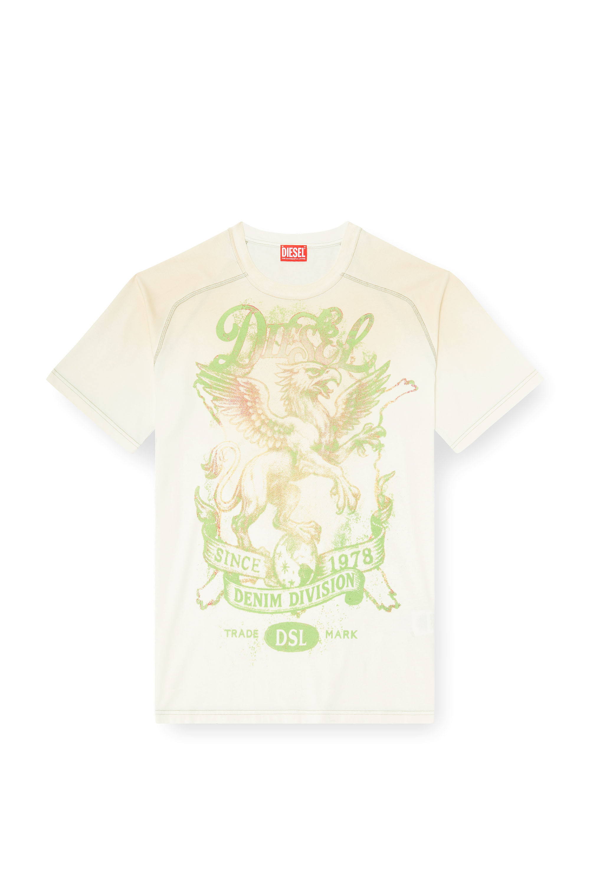 Diesel - T-GRIFFO, Male's T-shirt with griffin print in グリーン/ホワイト - 3