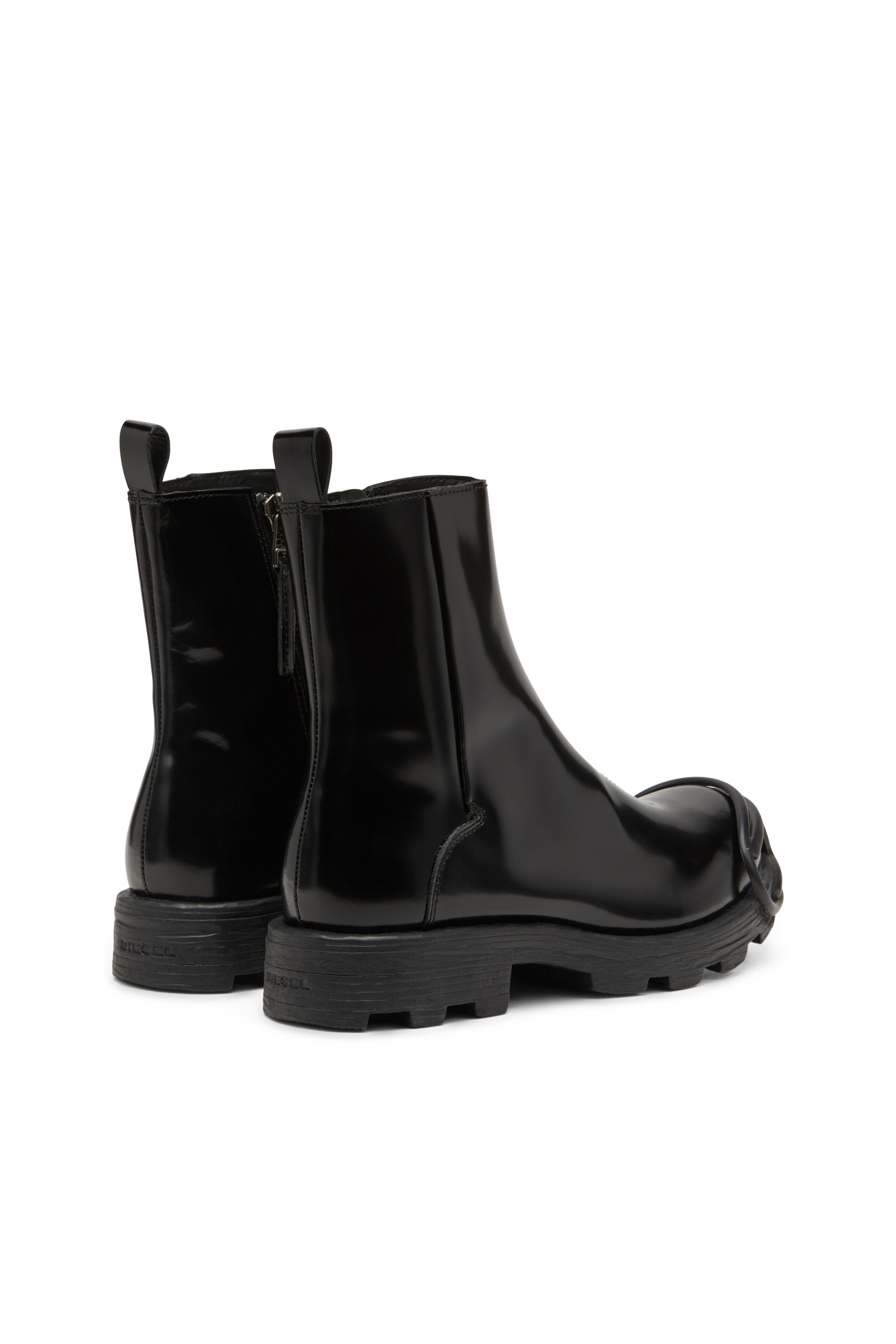 Diesel - D-HAMMER BT ZIP D, Male's D-Hammer-Leather Chelsea boots with Oval D toe caps in ブラック - 4