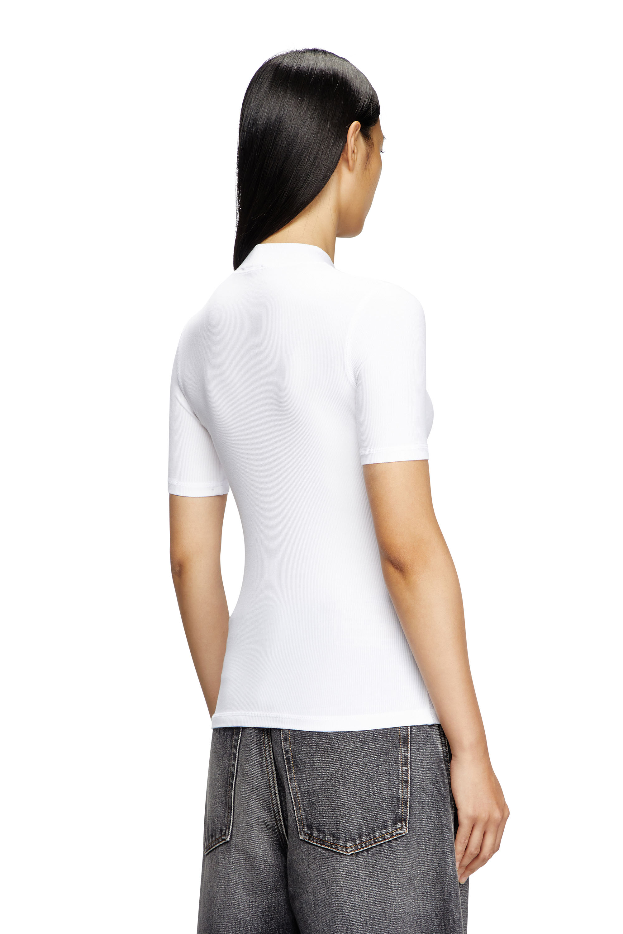 Diesel - T-MOKKY-MICRODIV, Female's Tシャツモックネックリブトップス in ホワイト - 4