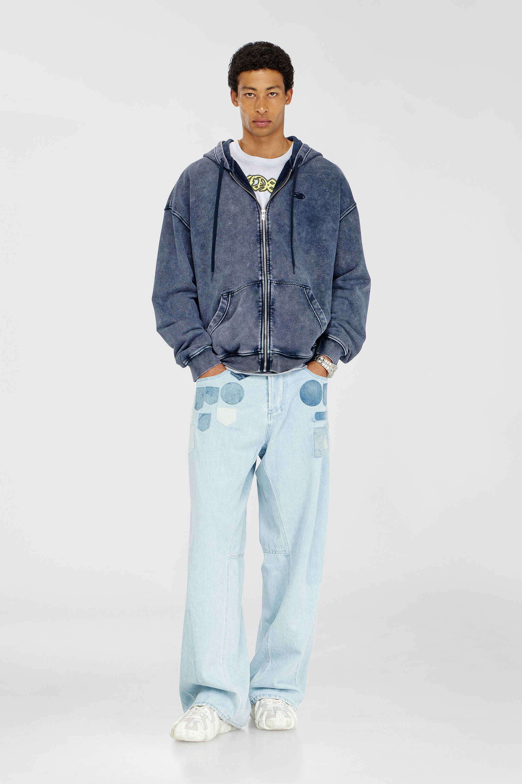 Diesel - S-BOXT-HOOD-ZIP-DEN, Male's ジップアップパーカー in ブルー - 2