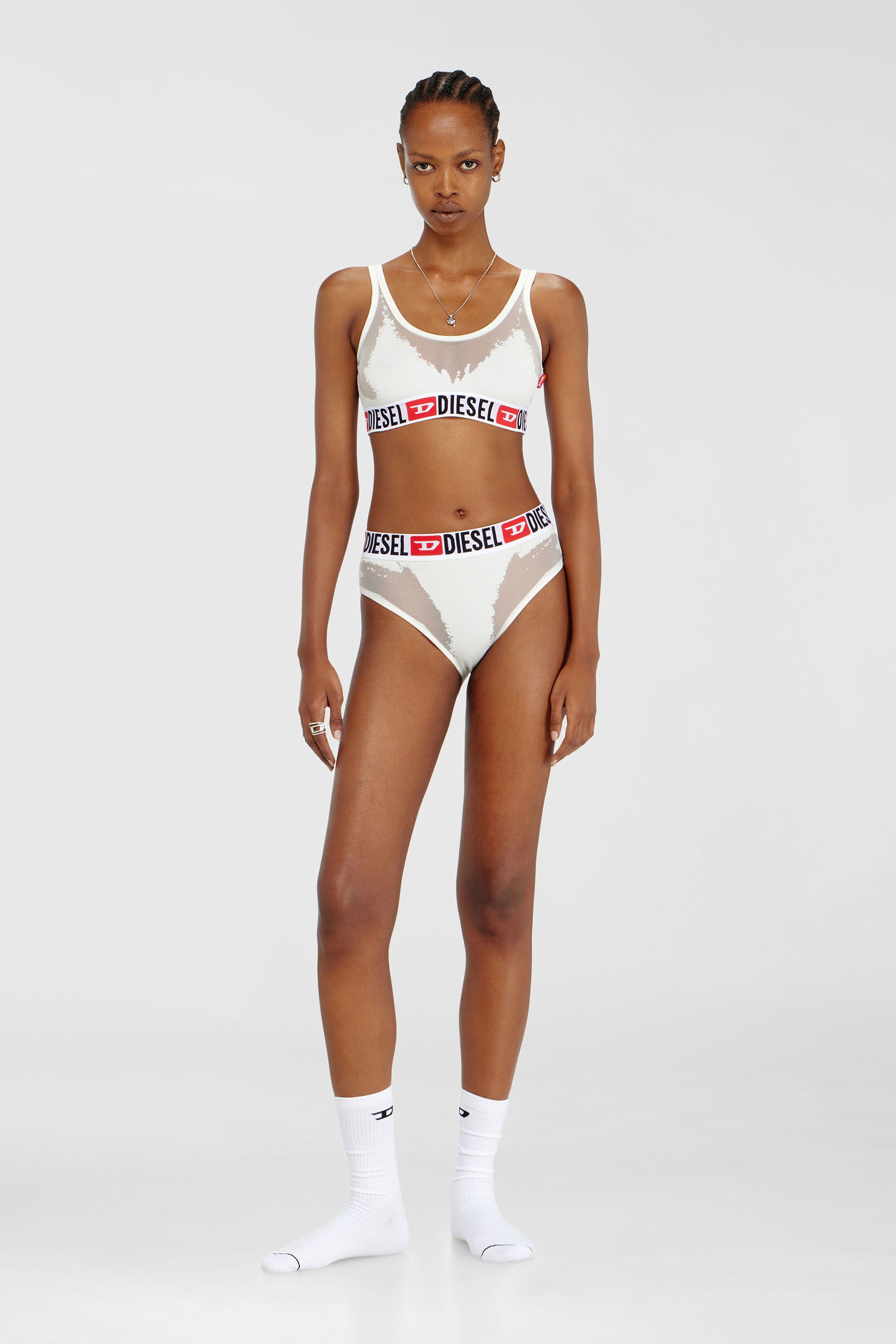 Diesel - PR-ORIBA-D-CORE, Female's Bralette with sheer devor&eacute; effect in ホワイト - 2