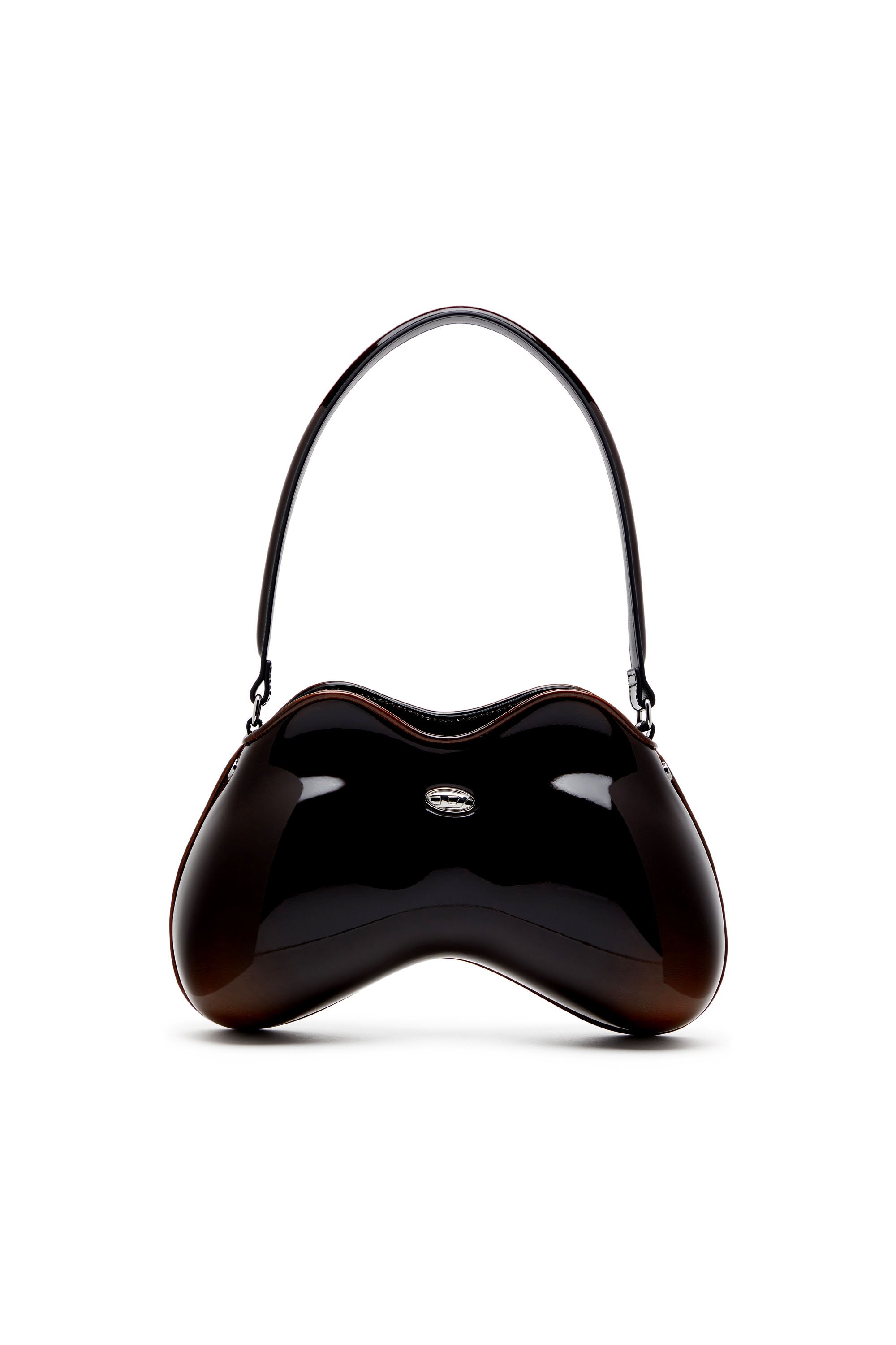 Diesel - DOUBLE-D SHOULDER, Female's Rigid shoulder bag in dégradé glossy PU in ブラウン - 1
