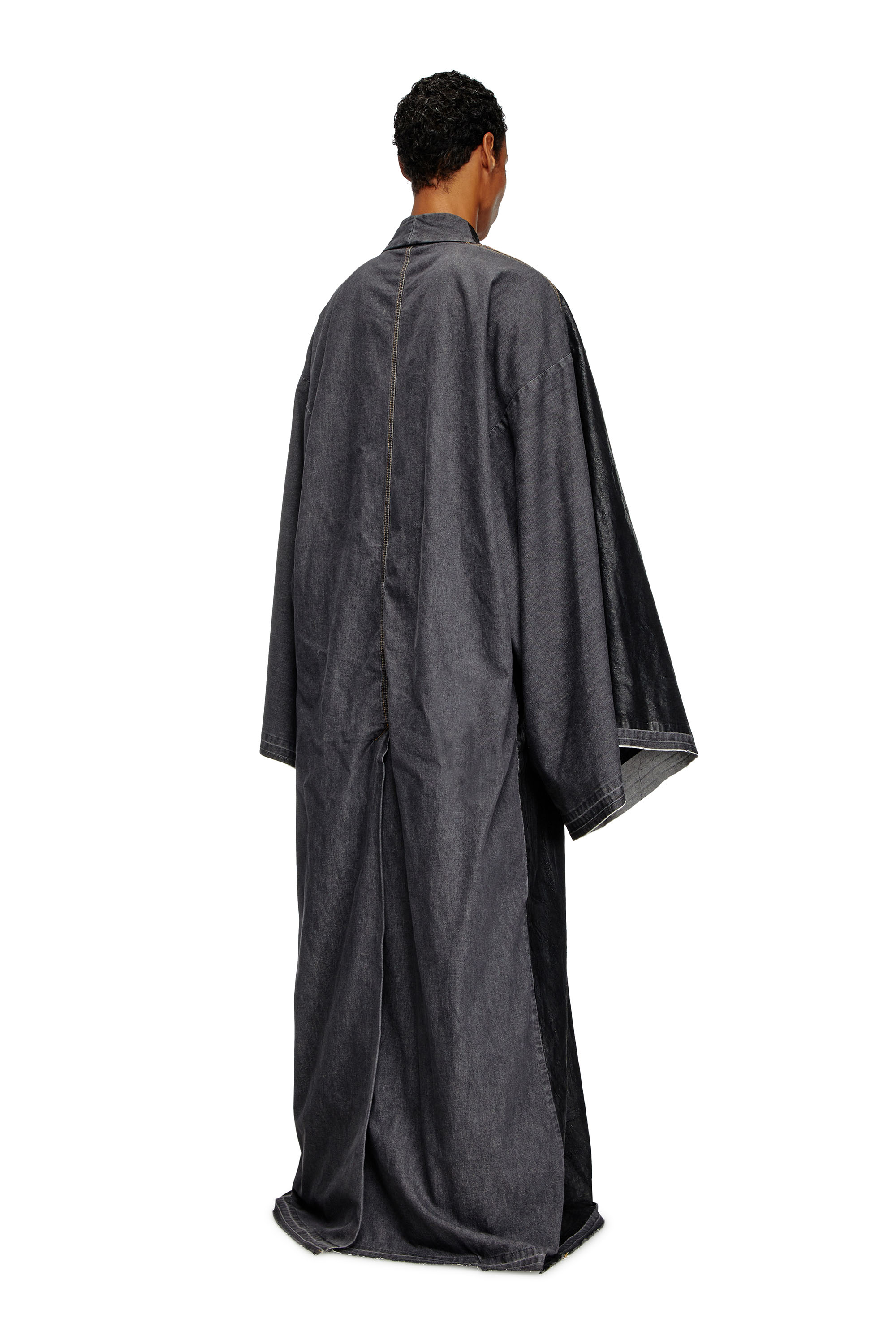 Diesel - D-D-KIM, Unisex's Denim kimono coat with coated front in ブラック - 4