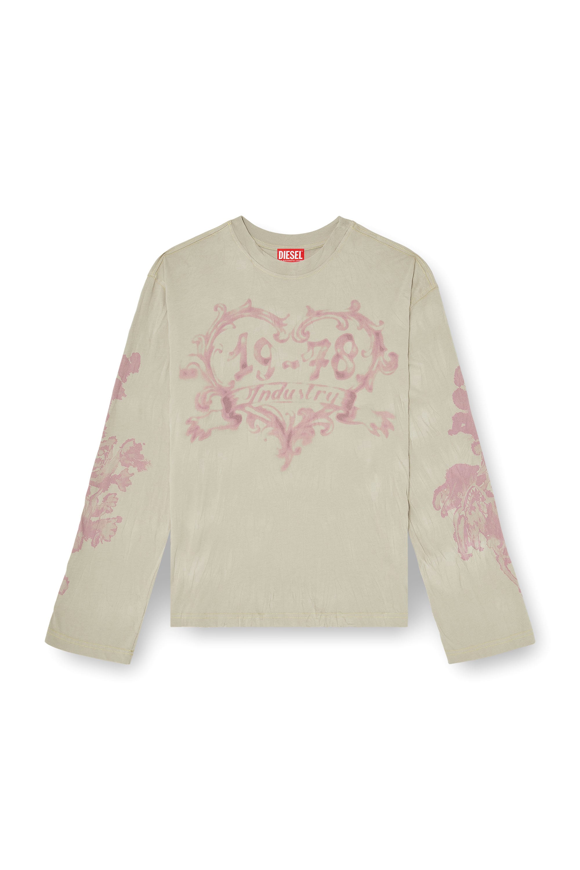 Diesel - T-HILARY-LS-AA1, Female's 長袖Tシャツ in ピンク/ベージュ - 4