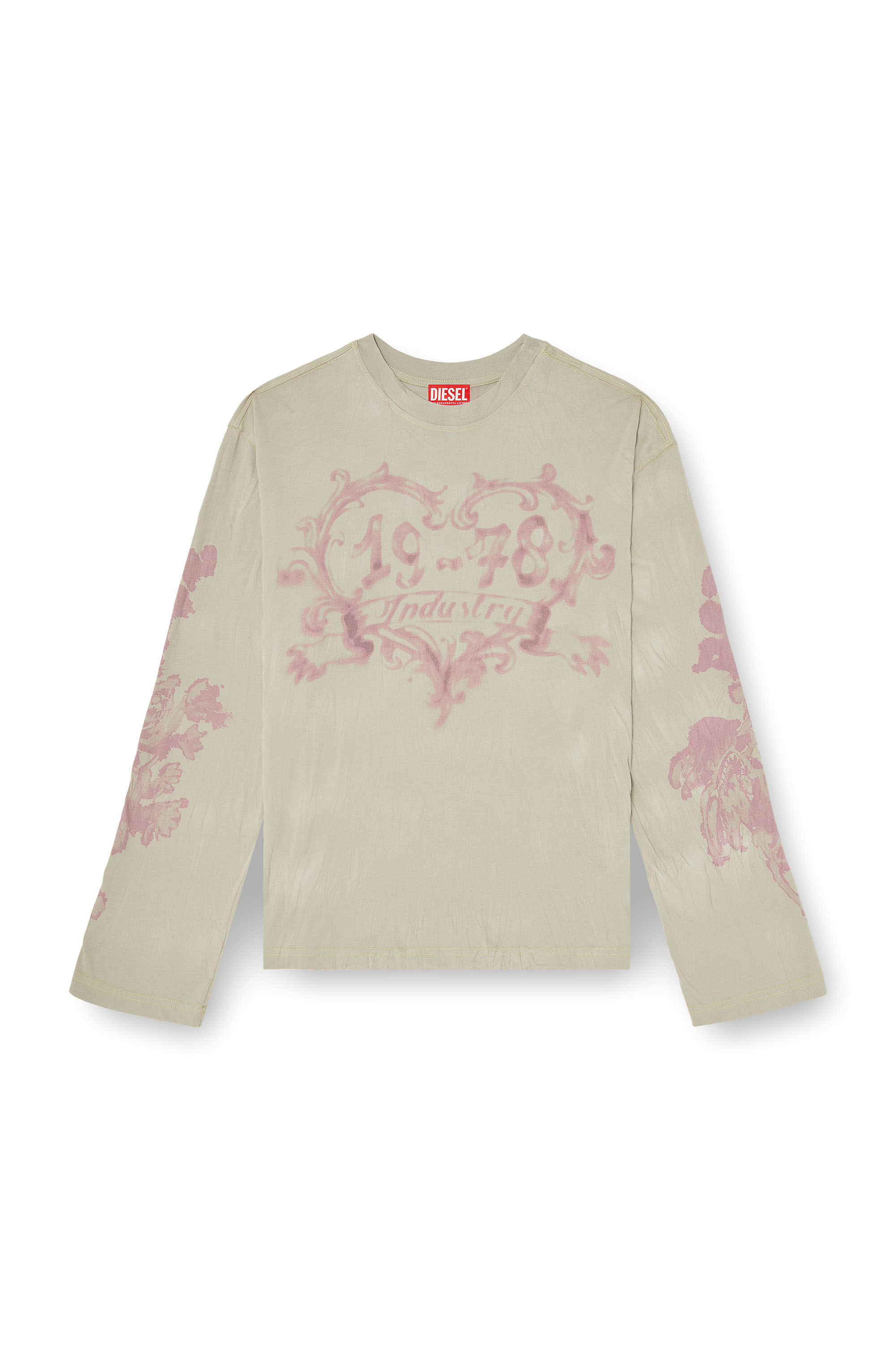Diesel - T-HILARY-LS-AA1, Female's 長袖Tシャツ in ピンク/ベージュ - 2