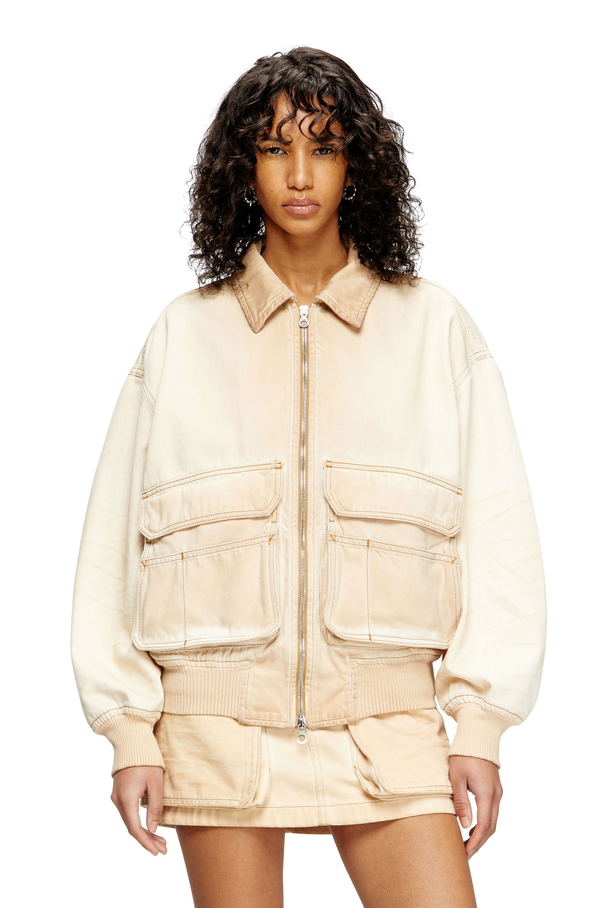 Diesel - D-KURZ, Unisex's Jacket in batavia-weave denim in ベージュ - 6