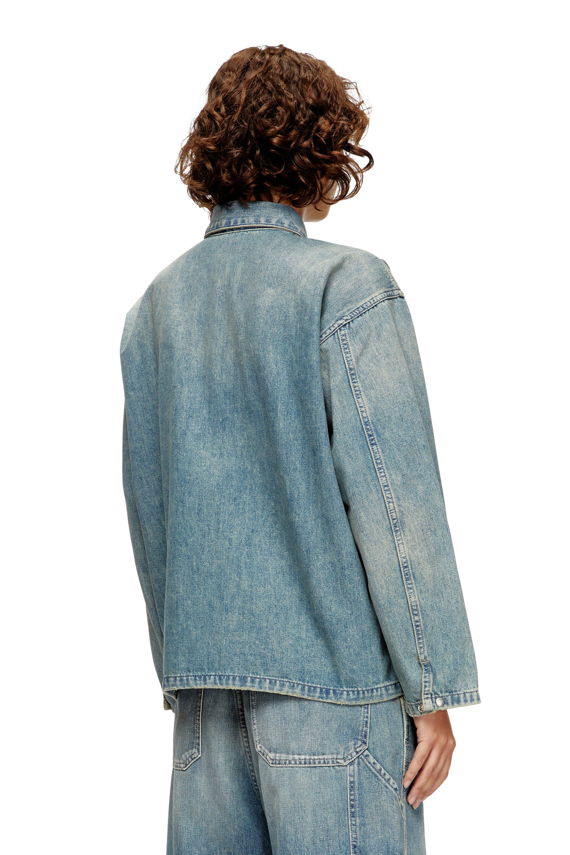 Diesel - DE-PRISS, Female's Henley top in utility-style denim in ライトブルー - 4