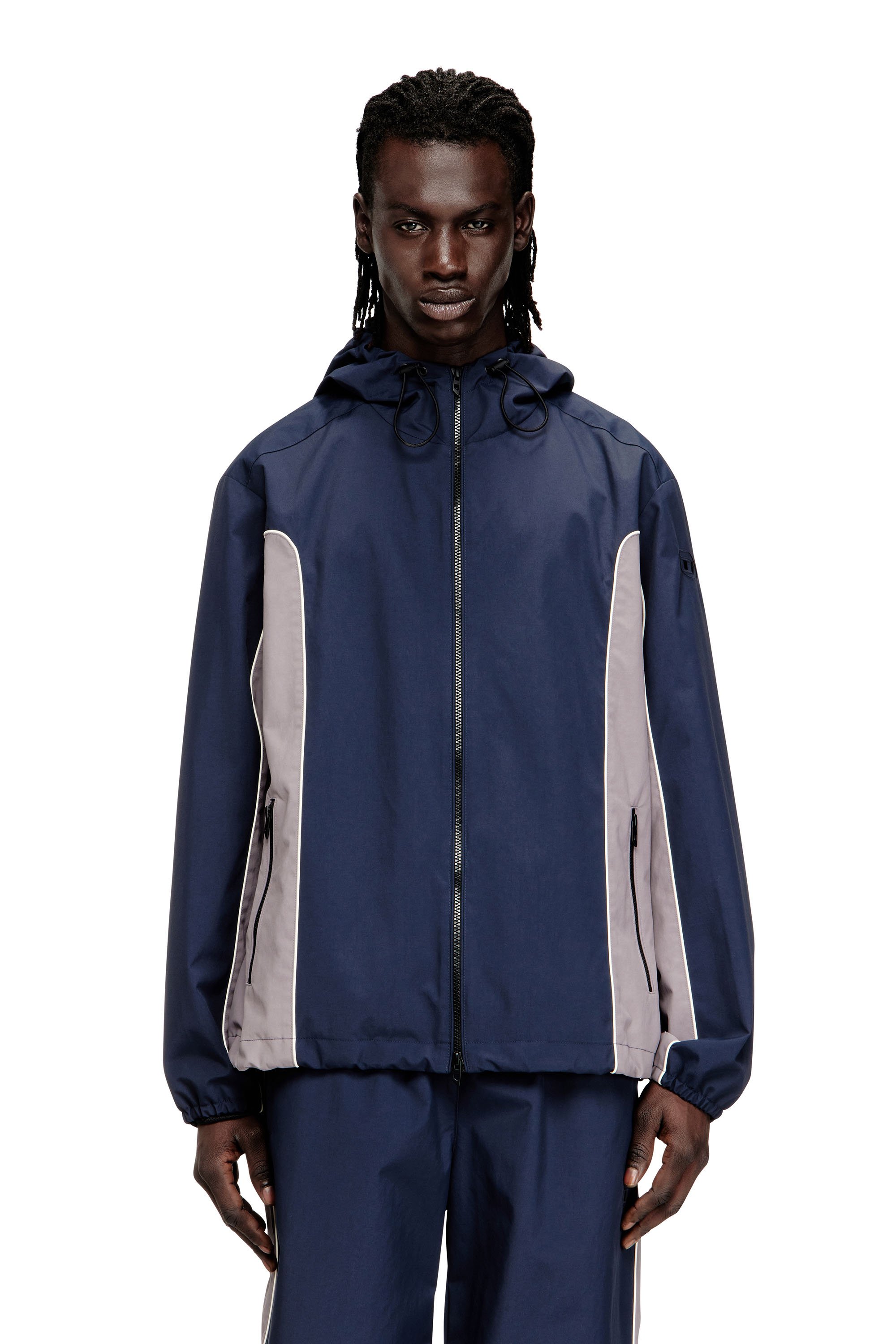 Diesel - J-HIVES-DGAM, Male's フード付きジャケット in ブルー/グレー - 1