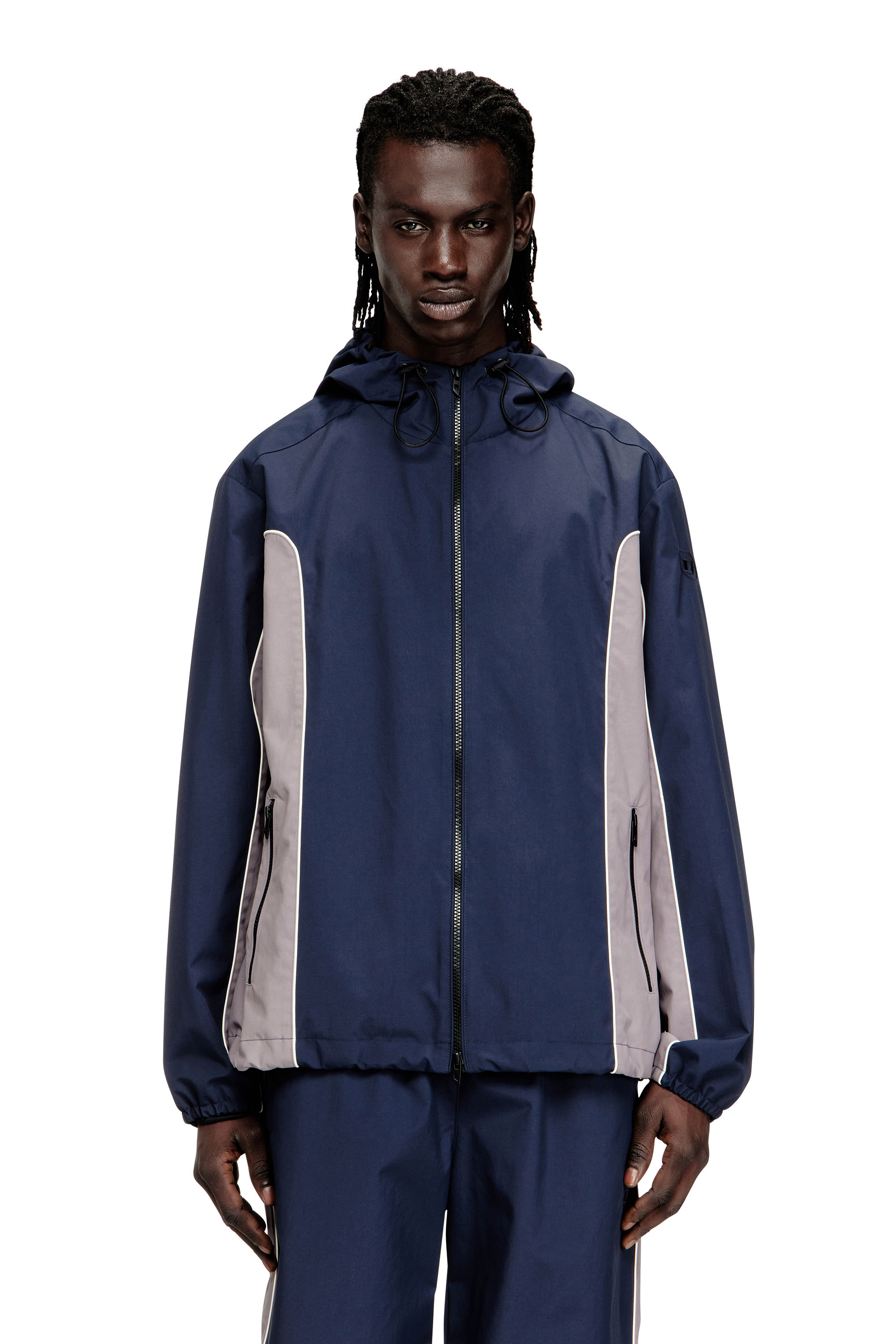 Diesel - J-HIVES-DGAM, Male's フード付きジャケット in ブルー/グレー - 3