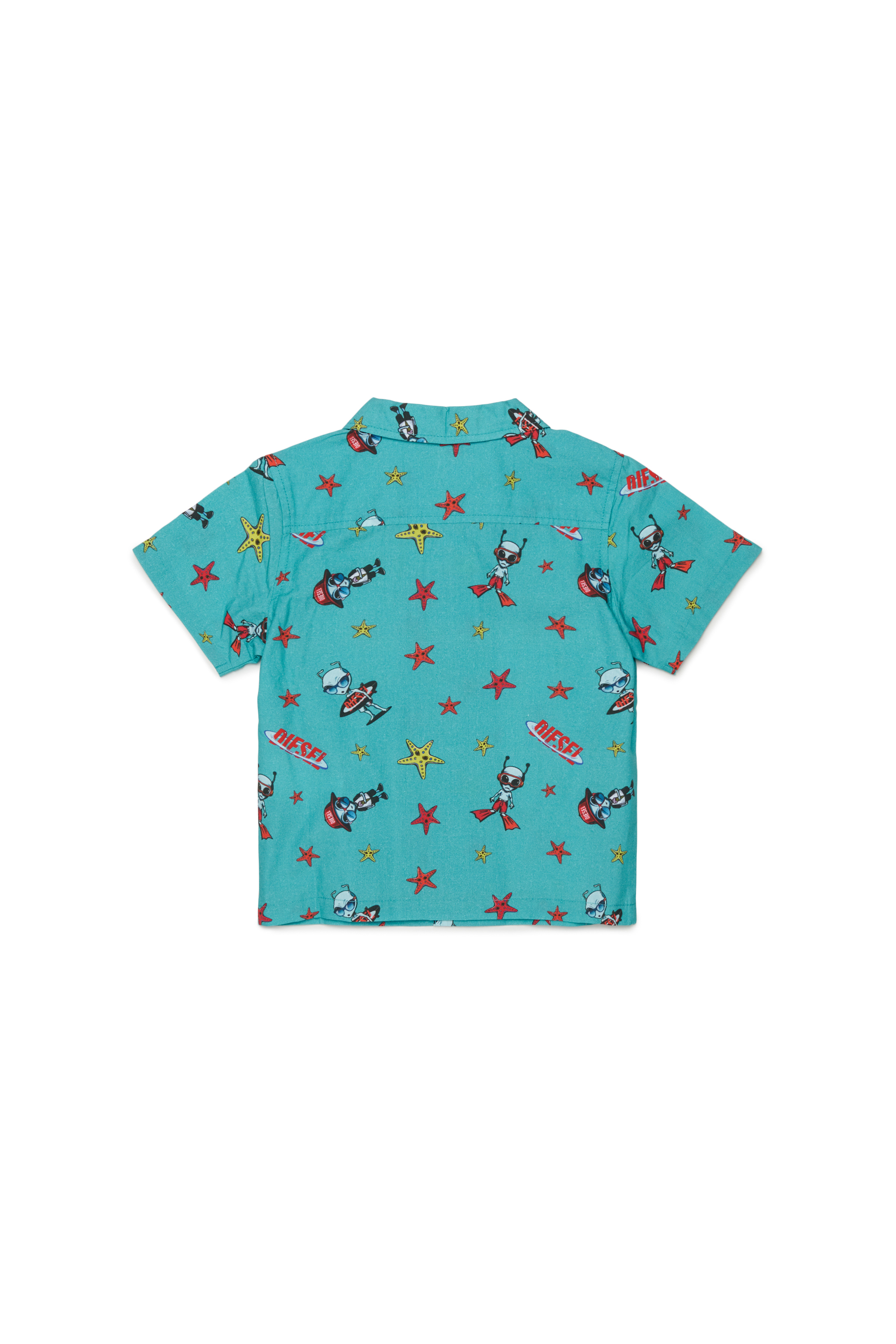 Diesel - MCALYB, Male's Cotton shirt with all-over prints in ウォーターグリーン - 2