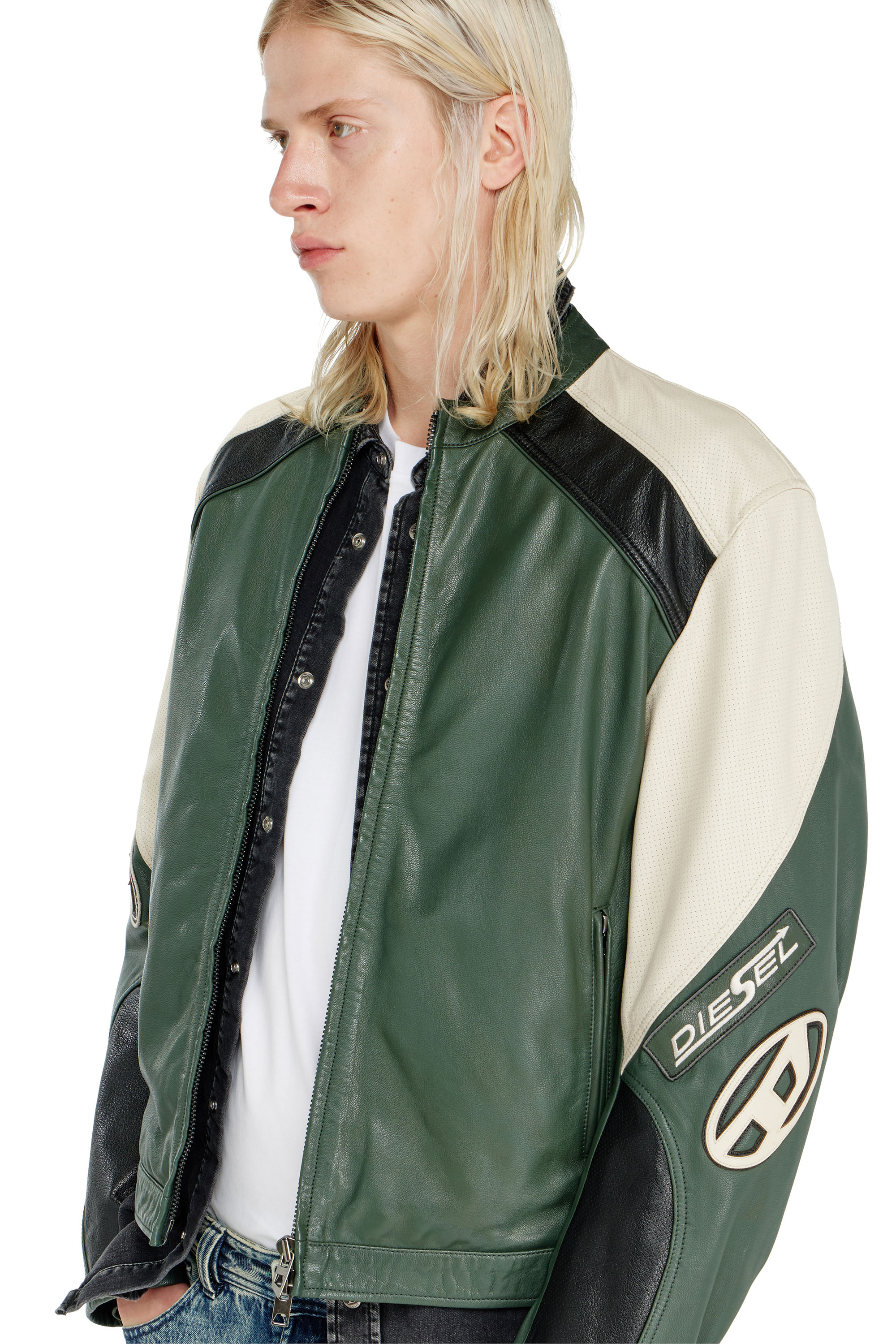 Diesel - L-AHTI, Male's レザージャケット in ベージュ/ブラック - 4