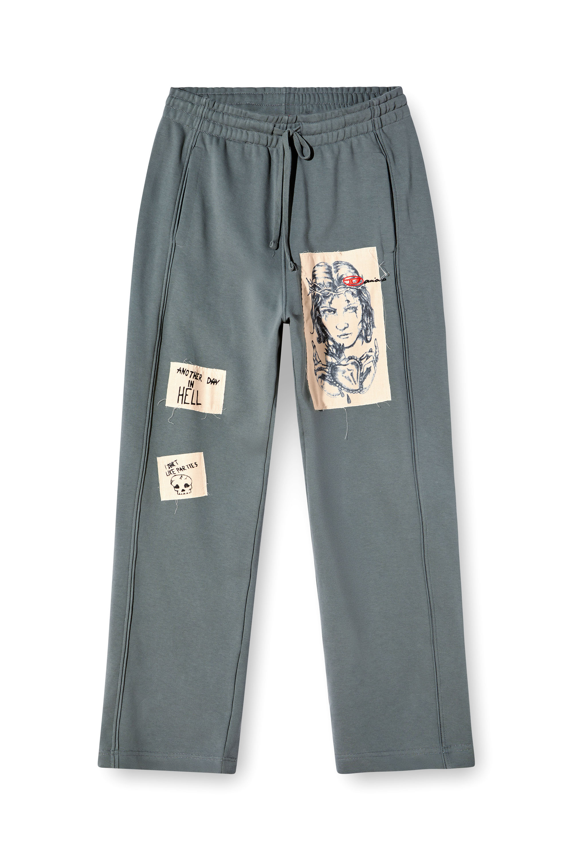 Diesel - P-MARTYANS-DD, Unisex's Track pants with tattoo patches in グレー - 3