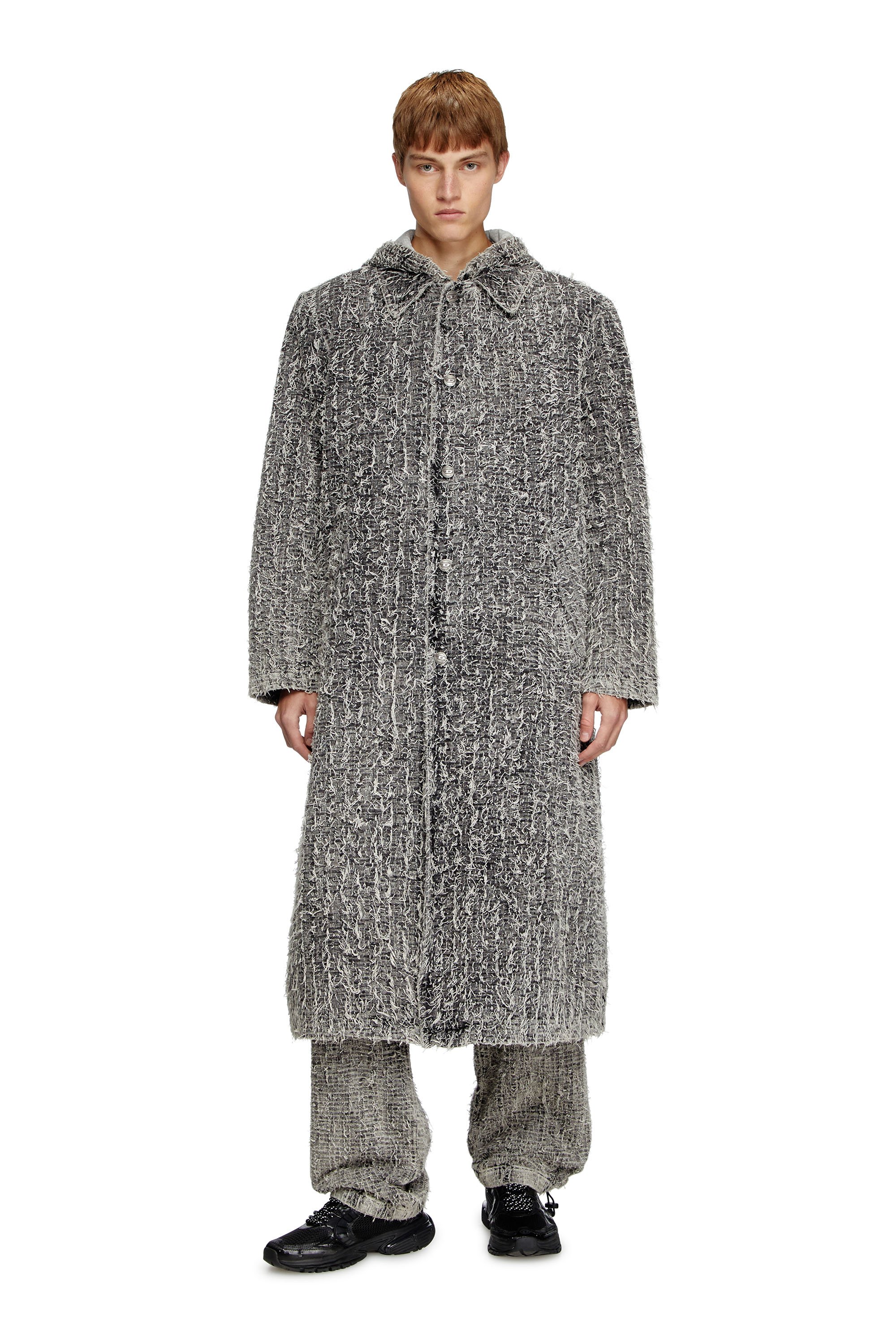 Diesel - D-JACK-S, Unisex's Hooded coat in bouclé denim in ブラック - 3