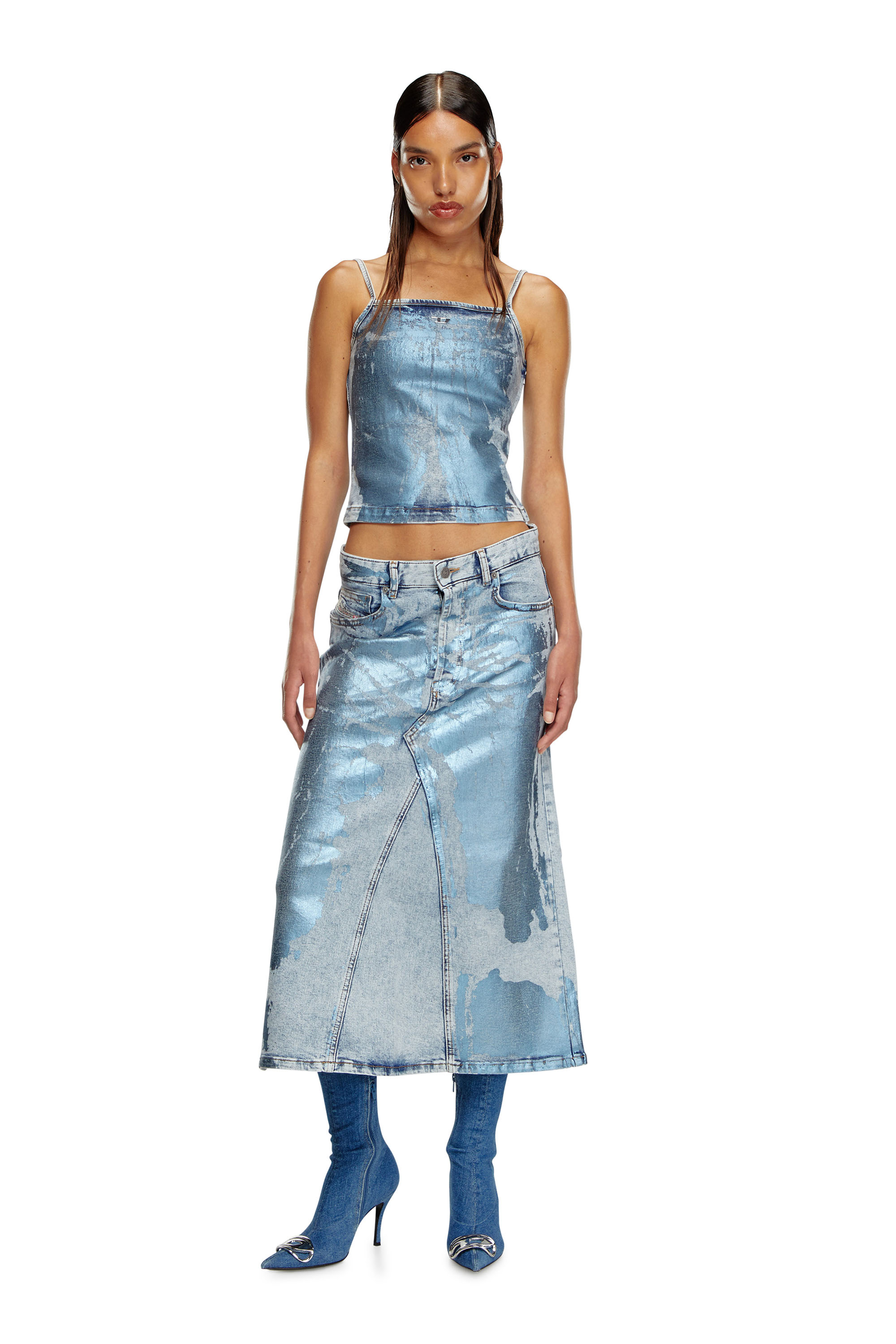 Diesel - DE-ILA-S, Female's Strappy top in pop-colour denim in ライトブルー - 2
