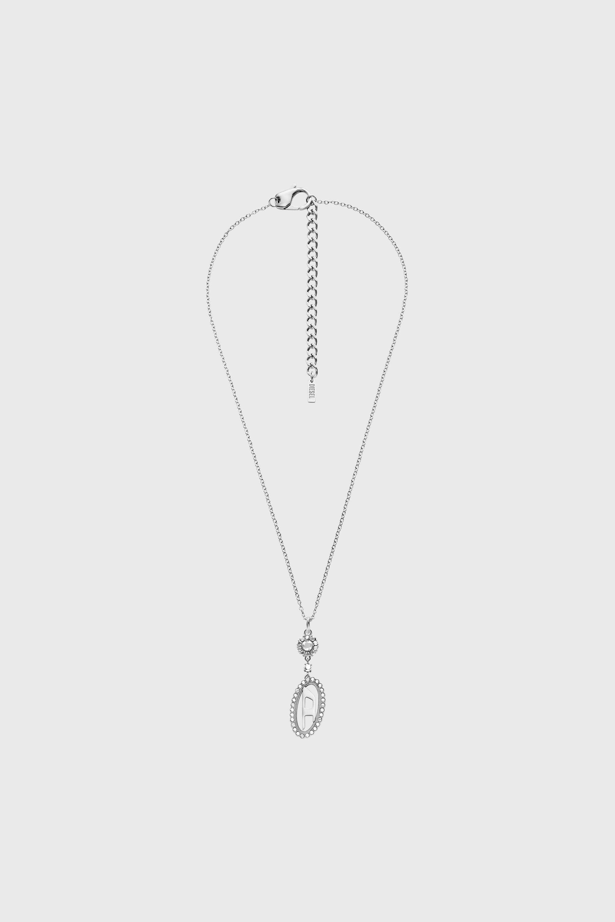Diesel - DX1750040, Unisex's Stainless steel pave pendant necklace in シルバー - 1
