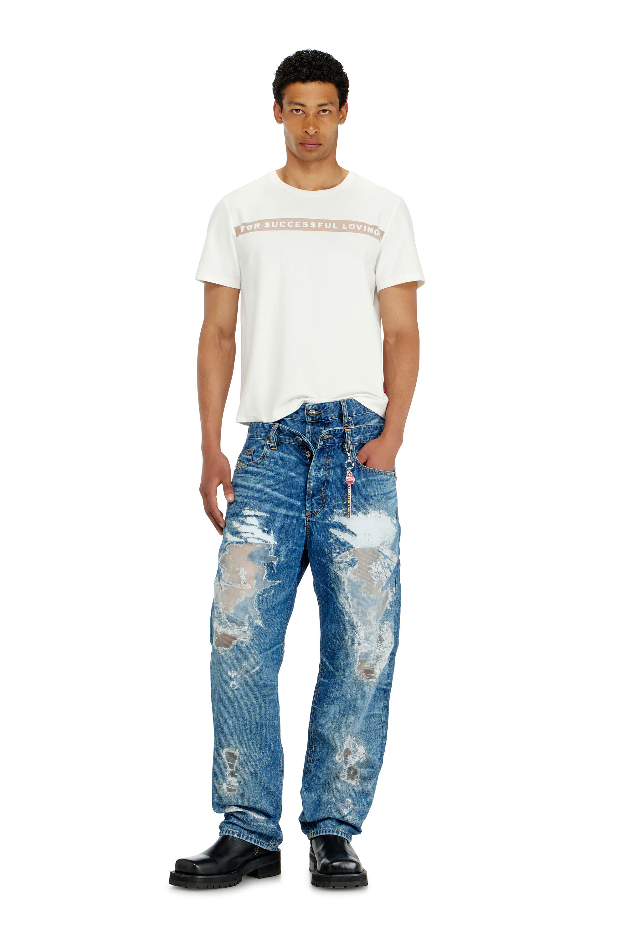 Diesel - PR-T-NOTS-CHI-R, Unisex's T-shirt with For Successful Loving logo in ホワイト - 1