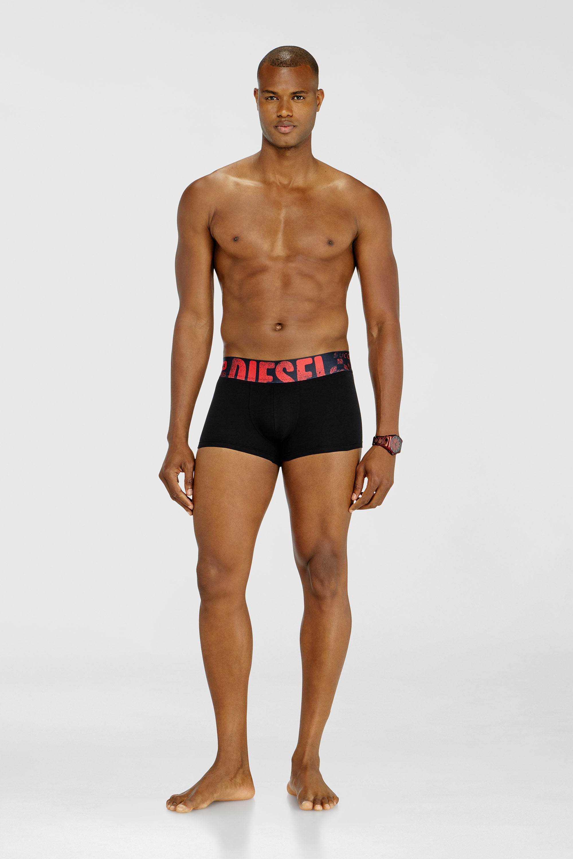 Diesel - DAMIEN-D-POP-55, Male's ボクサーパンツ in ブラック/レッド - 1
