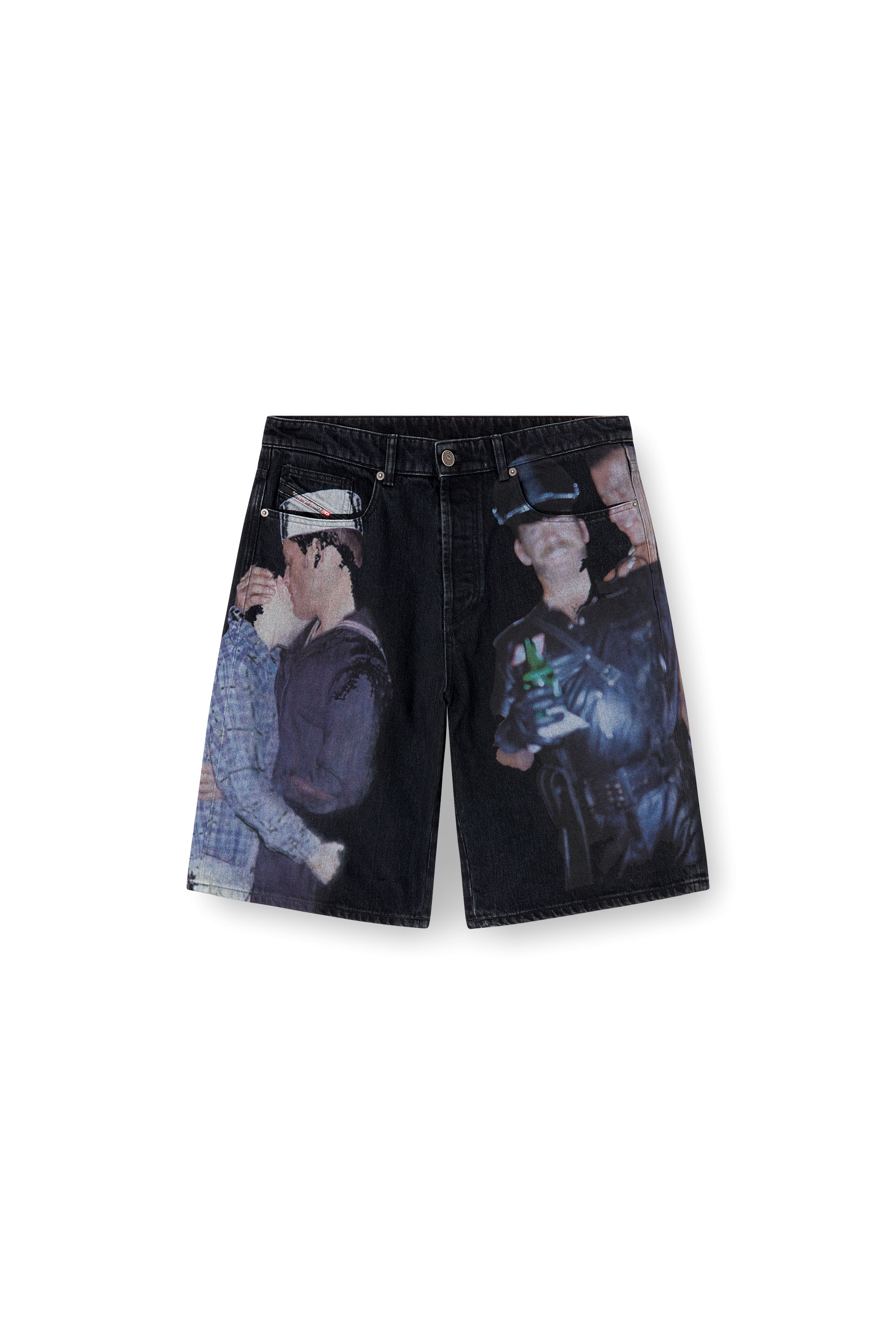 Diesel - PR-D-RIXFORD-S, Unisex's Denim shorts with multicolour print in ブラック - 2
