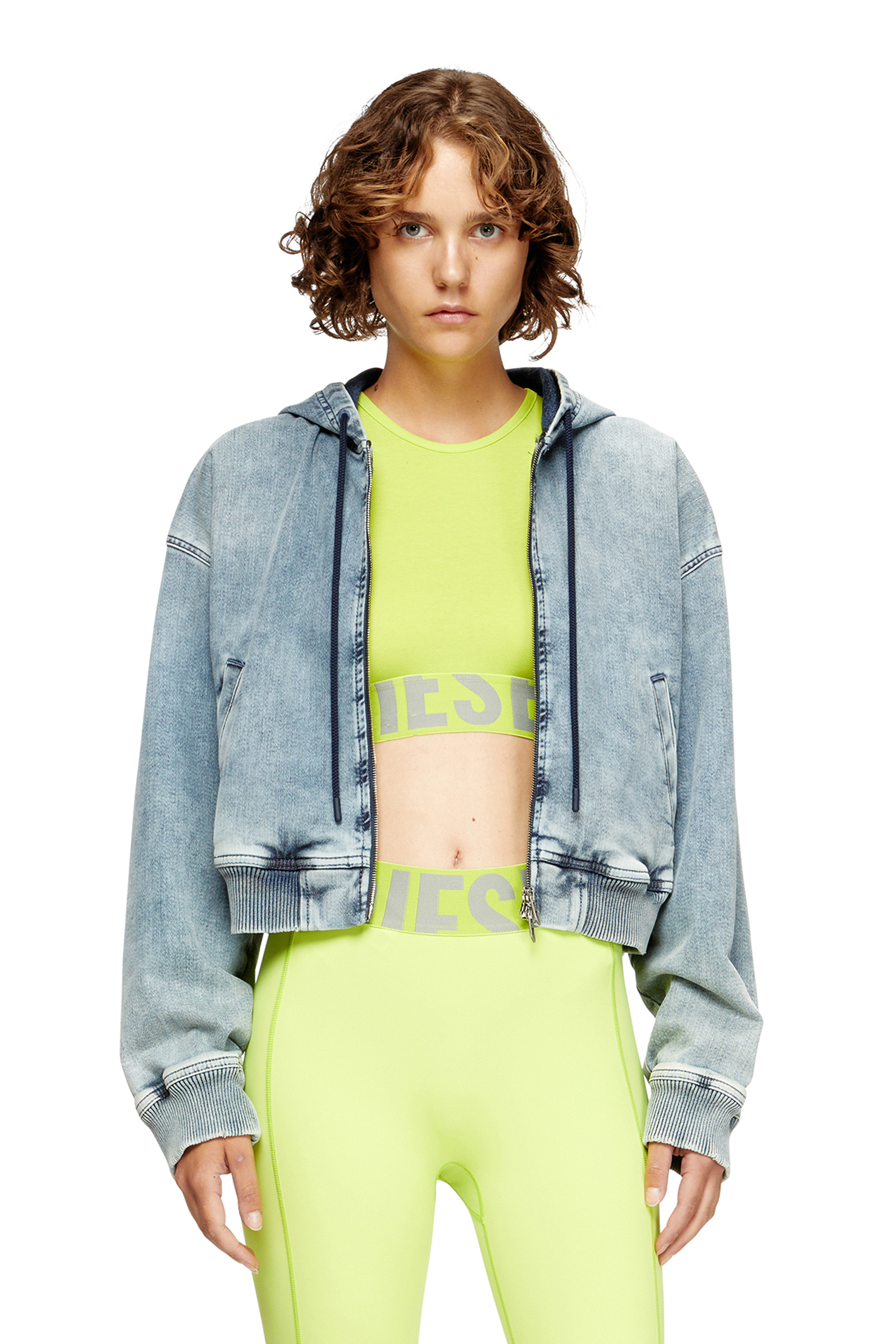 Diesel - ADA-D-POP, Female's Cropped tank top with cut-off logo in 蛍光グリーン - 4