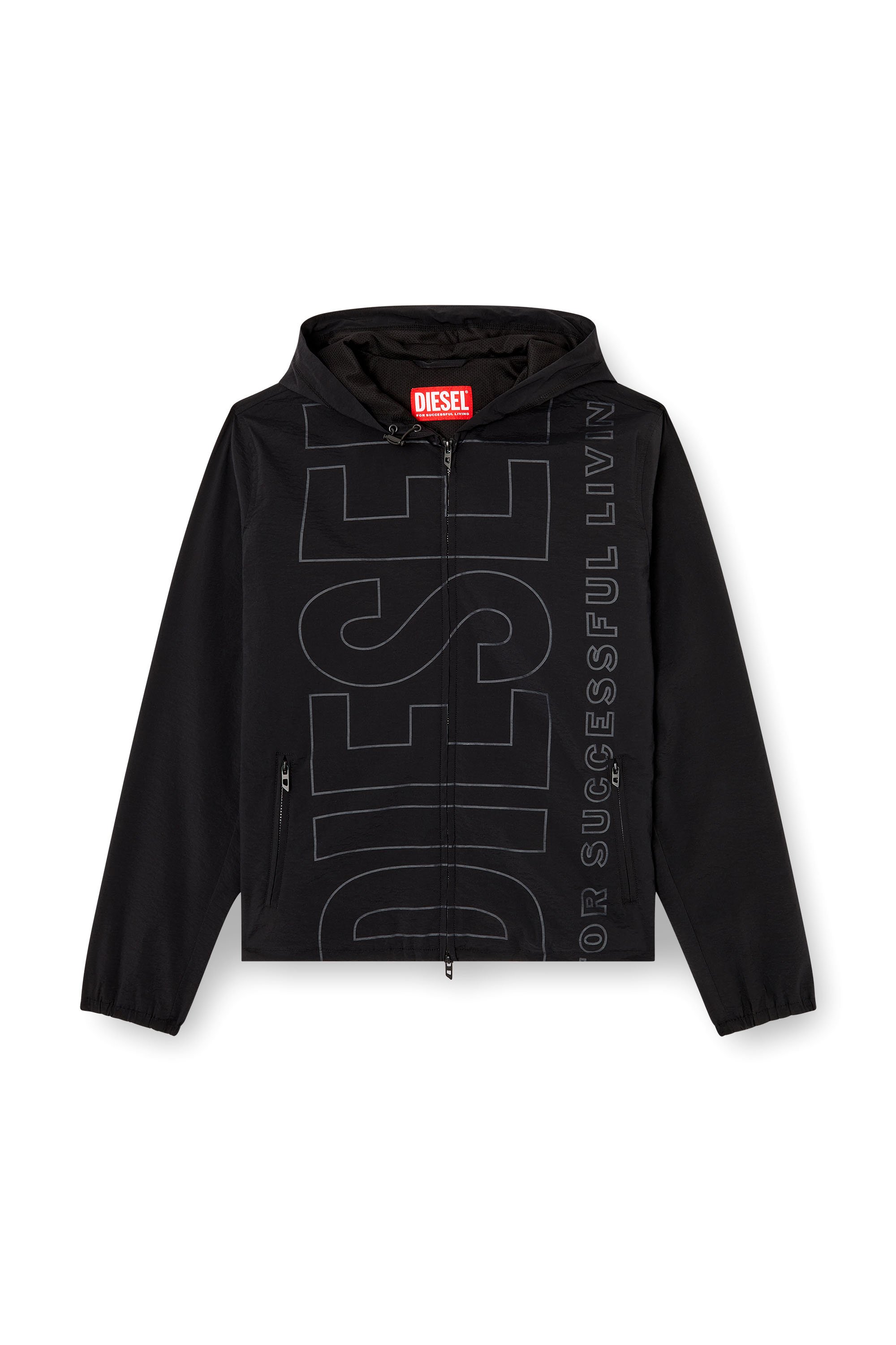 Diesel - J-ANDREW, Male's Nylon jacket with outline logo in ブラック - 3