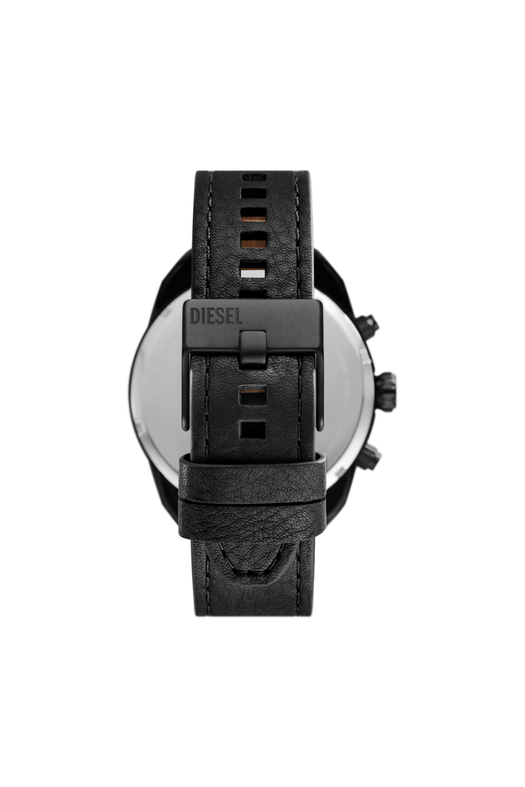 Diesel - DZ4667, Male's Spiked chronograph black leather watch in ブラック - 2