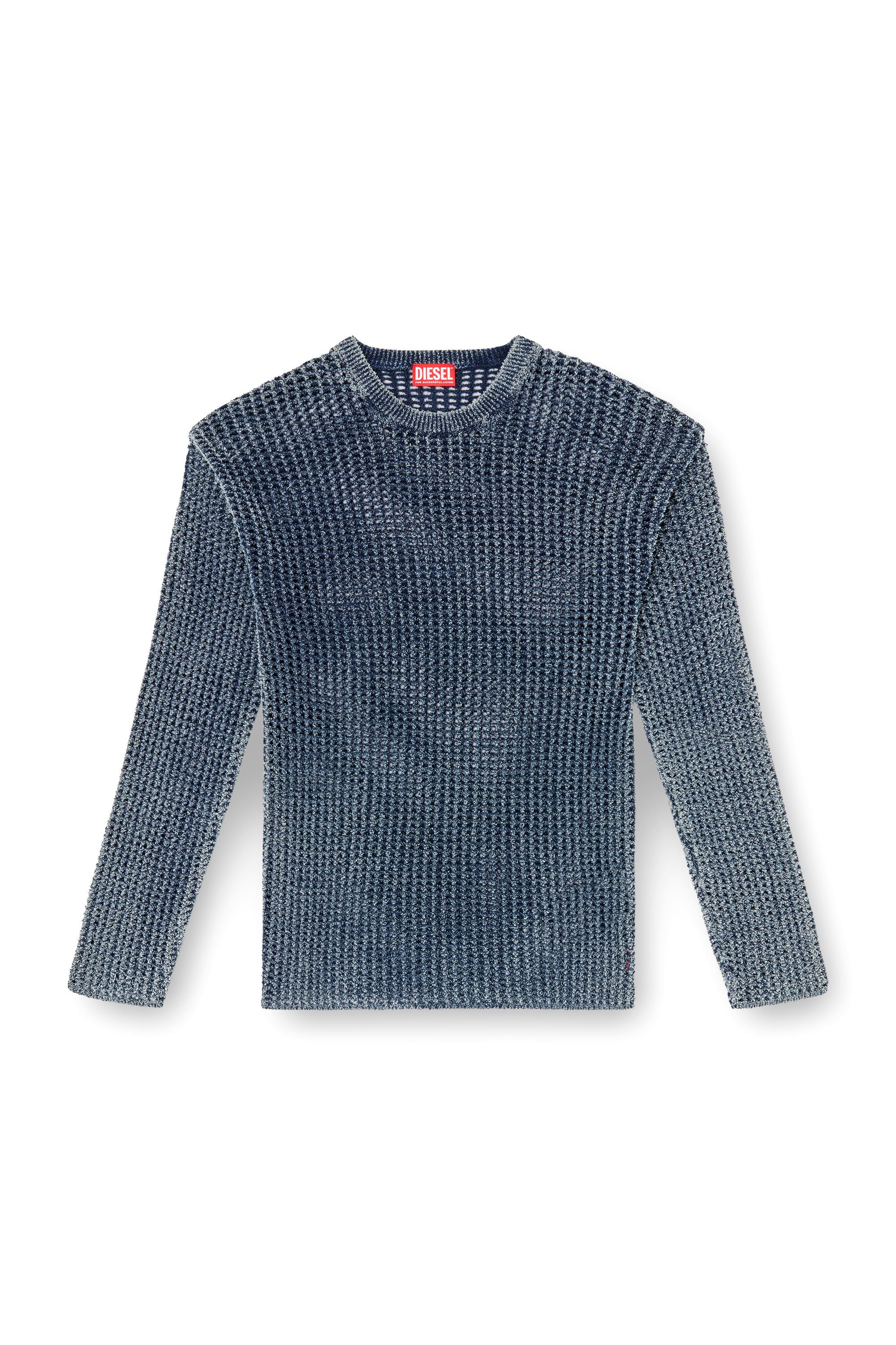 Diesel - K-REDROS, Male's Mesh-knit jumper in denim yarn in ブルー - 3