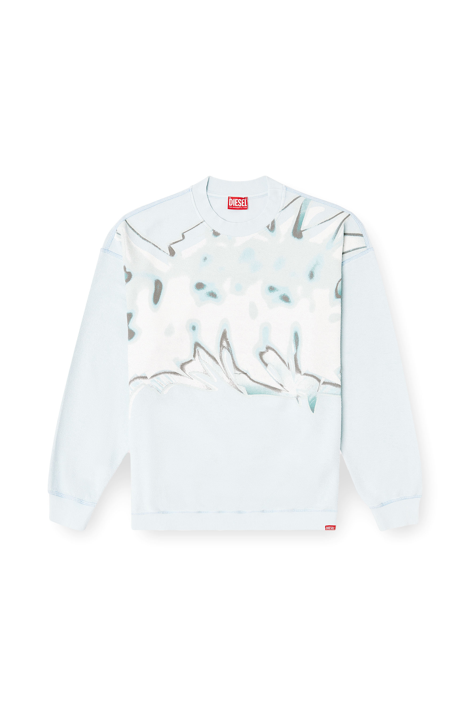 Diesel - F-LORA-LOOP, Female's Distressed sweatshirt with graffiti print in ライトブルー - 3