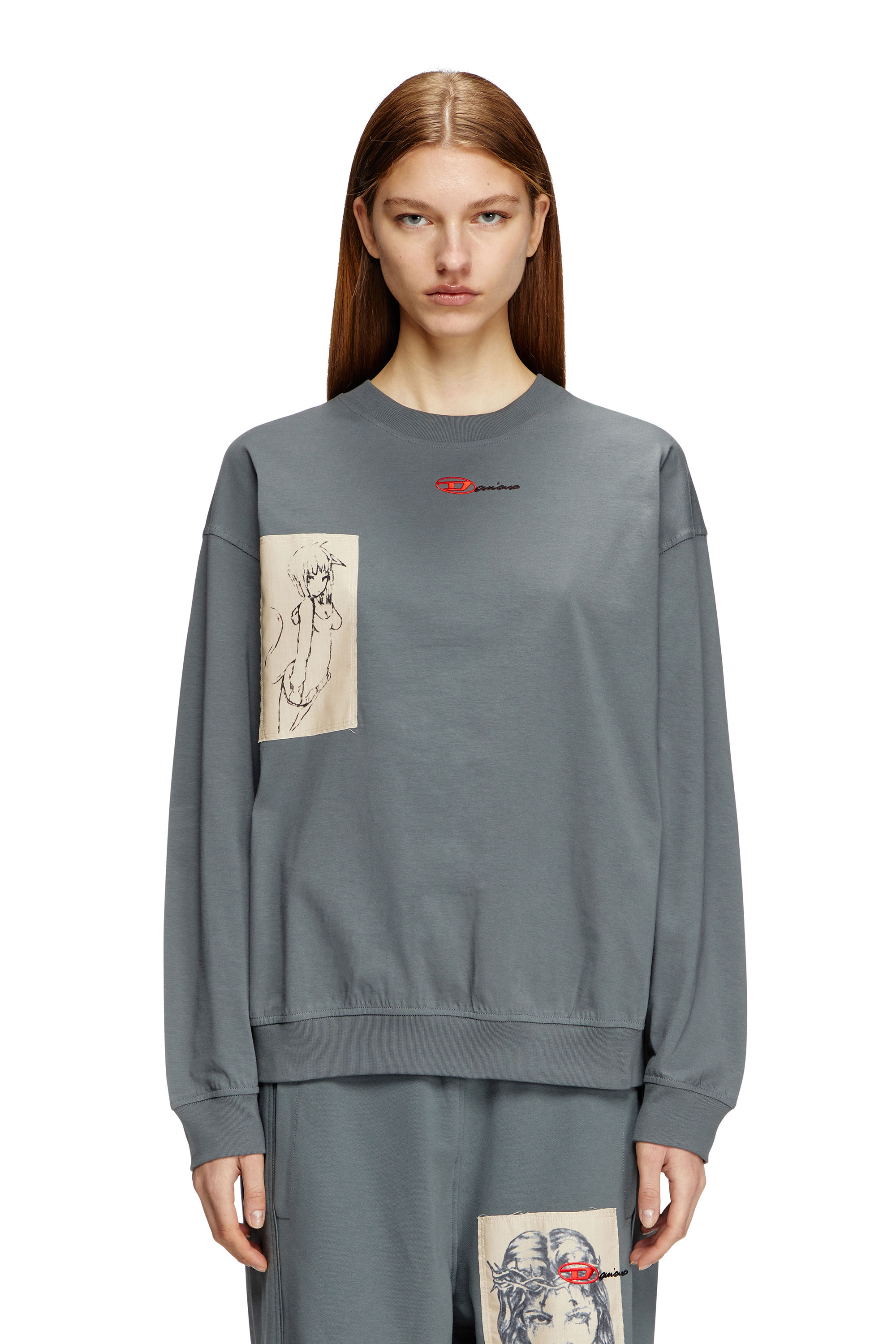 Diesel - S-BOXT-LS-1P-DD, Unisex's Long-sleeve T-shirt with tattoo patches in グレー - 5