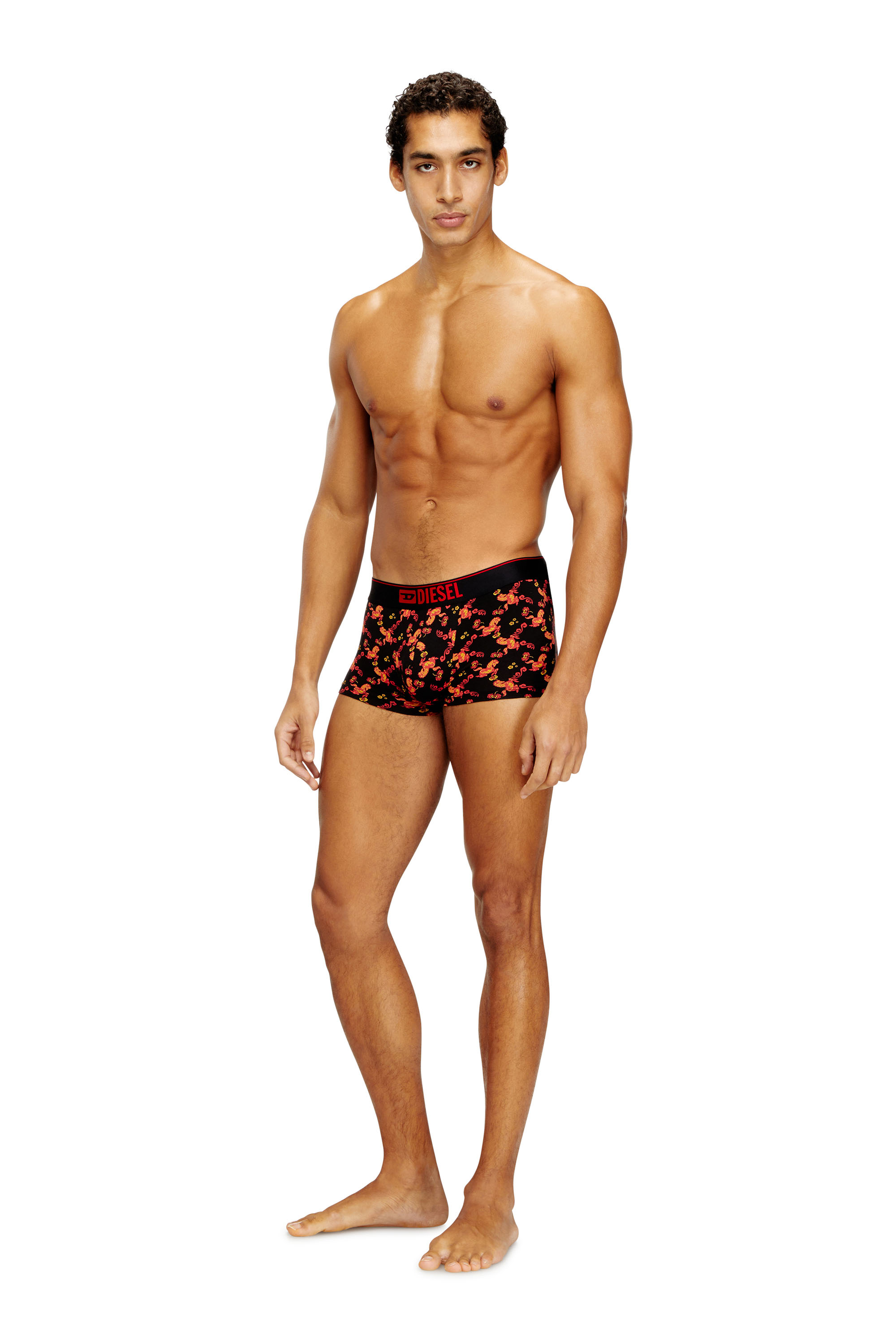 Diesel - DAMIEN-GFT, Male's Boxer briefs in cotton with all-over print in ブラック/レッド - 1