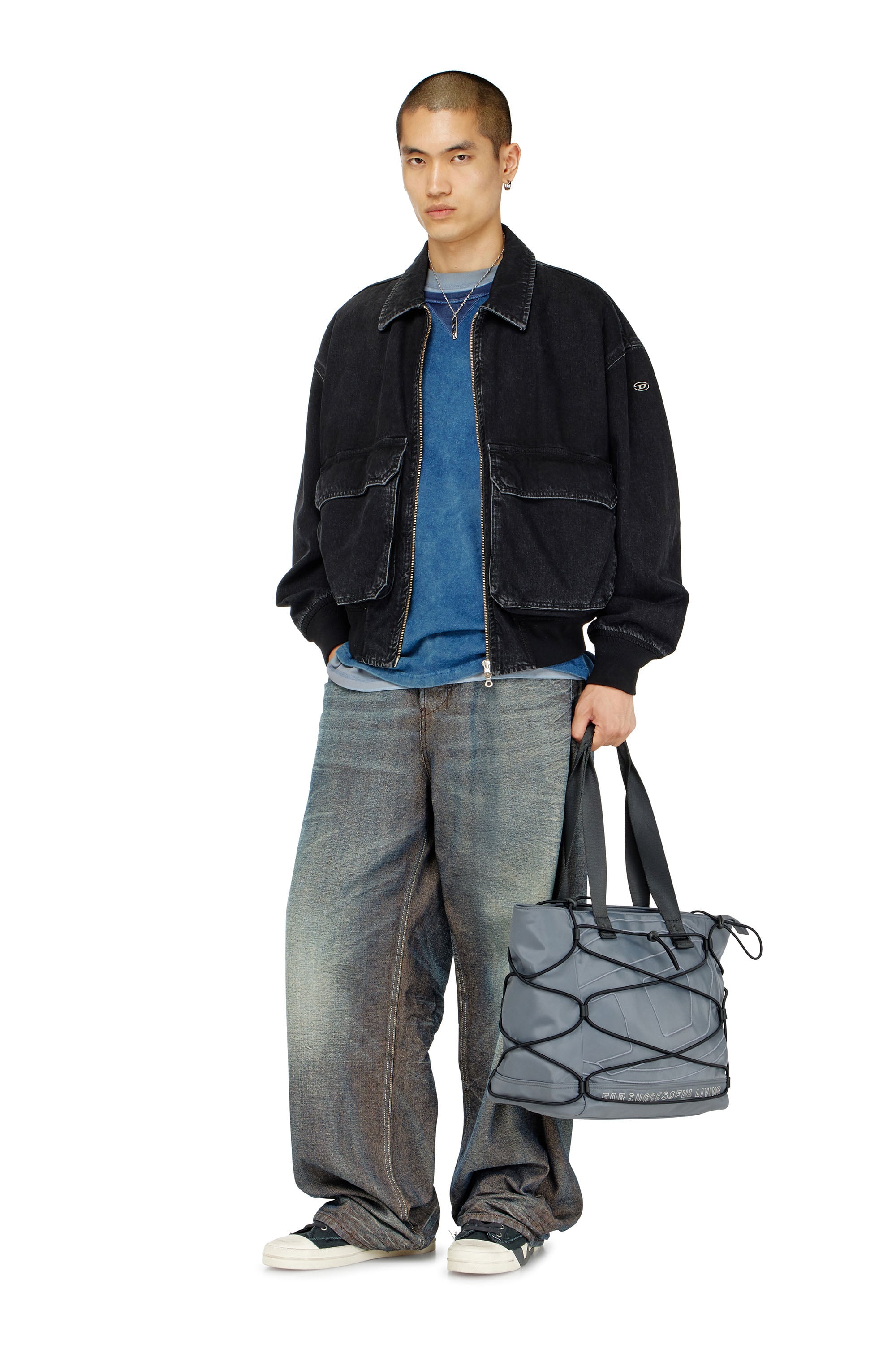 Diesel - D-KURZ, Unisex's デニムジャケット in ブラック - 4