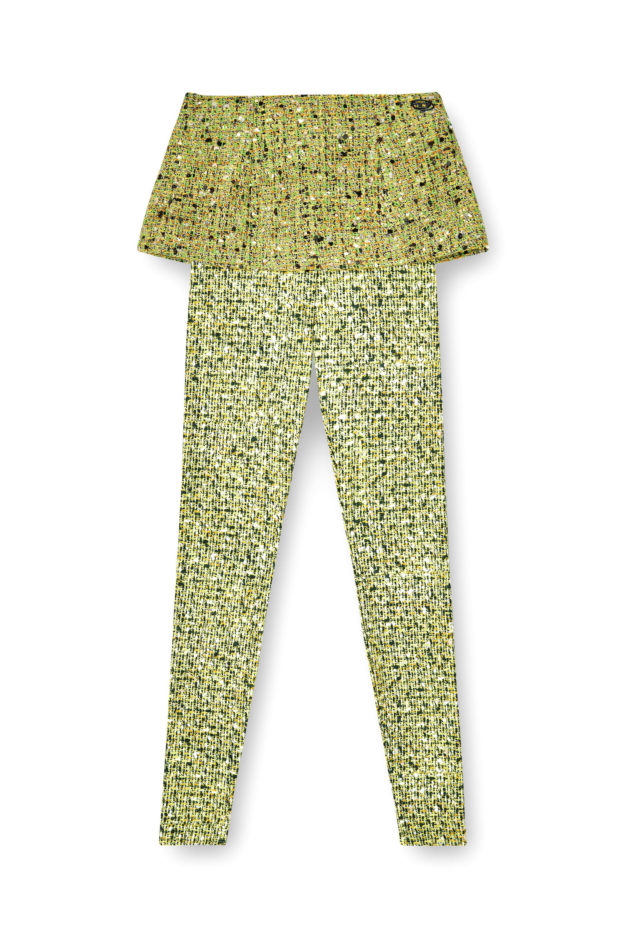 Diesel - P-HOUR-MIX, Female's Bouclé skirt with lycra leggings in グリーン - 3