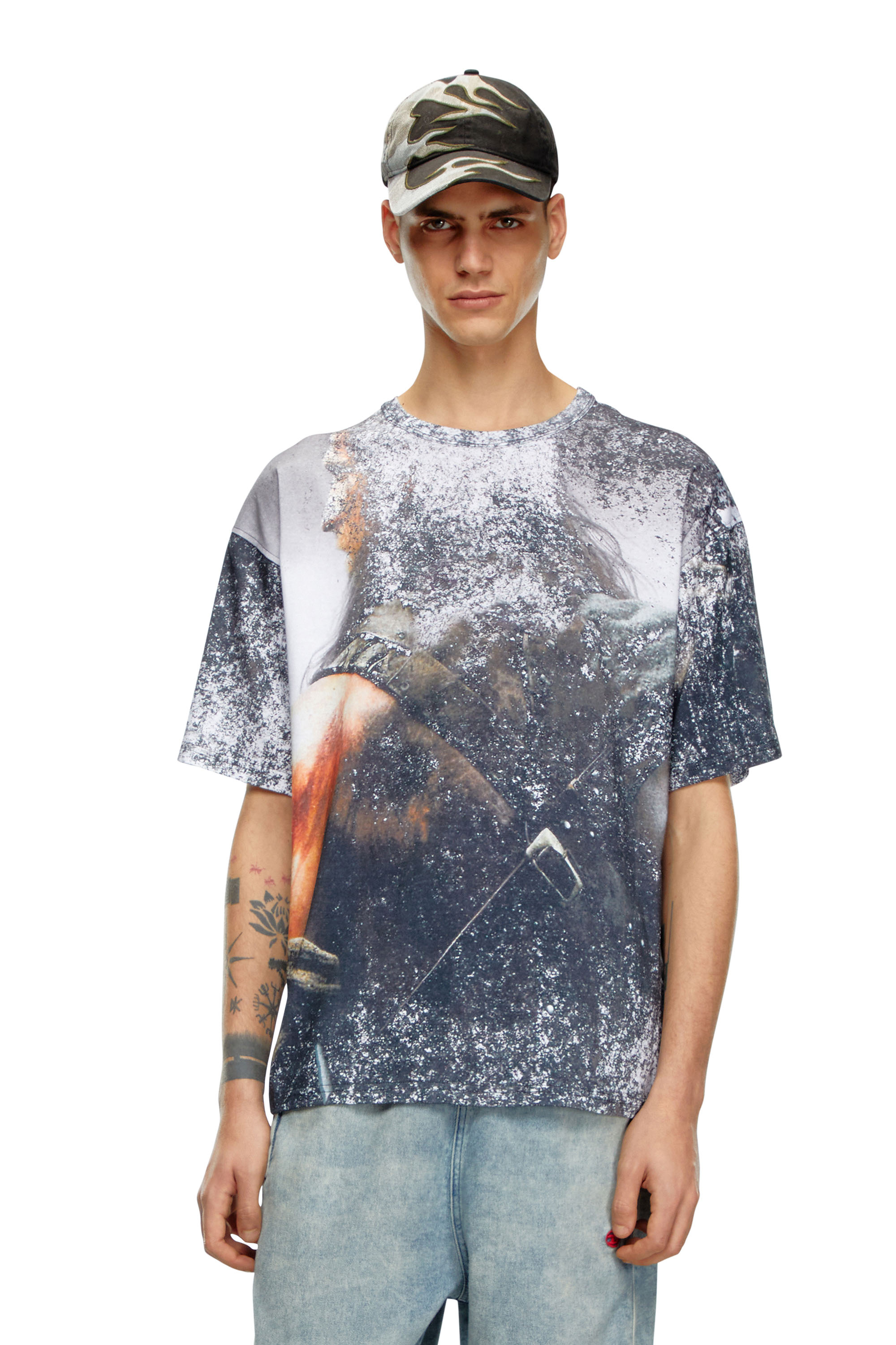 Diesel - T-BOXT-Q21, Male's T-shirt with movie poster print in ブラック - 1