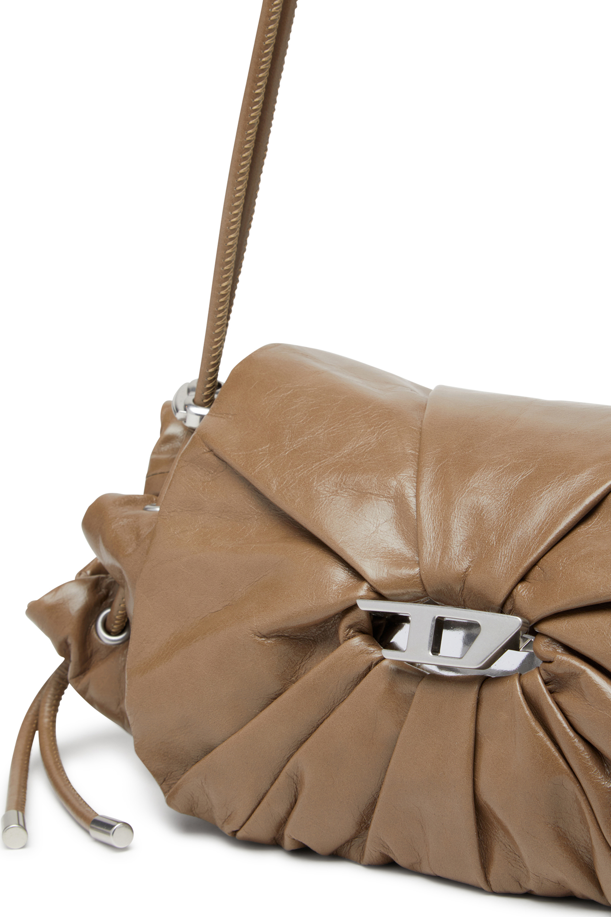 Diesel - SCRUNCH-D SHOULDER S, Female's Scrunch-D S-Shoulder bag in scrunched leather in ブラウン - 5