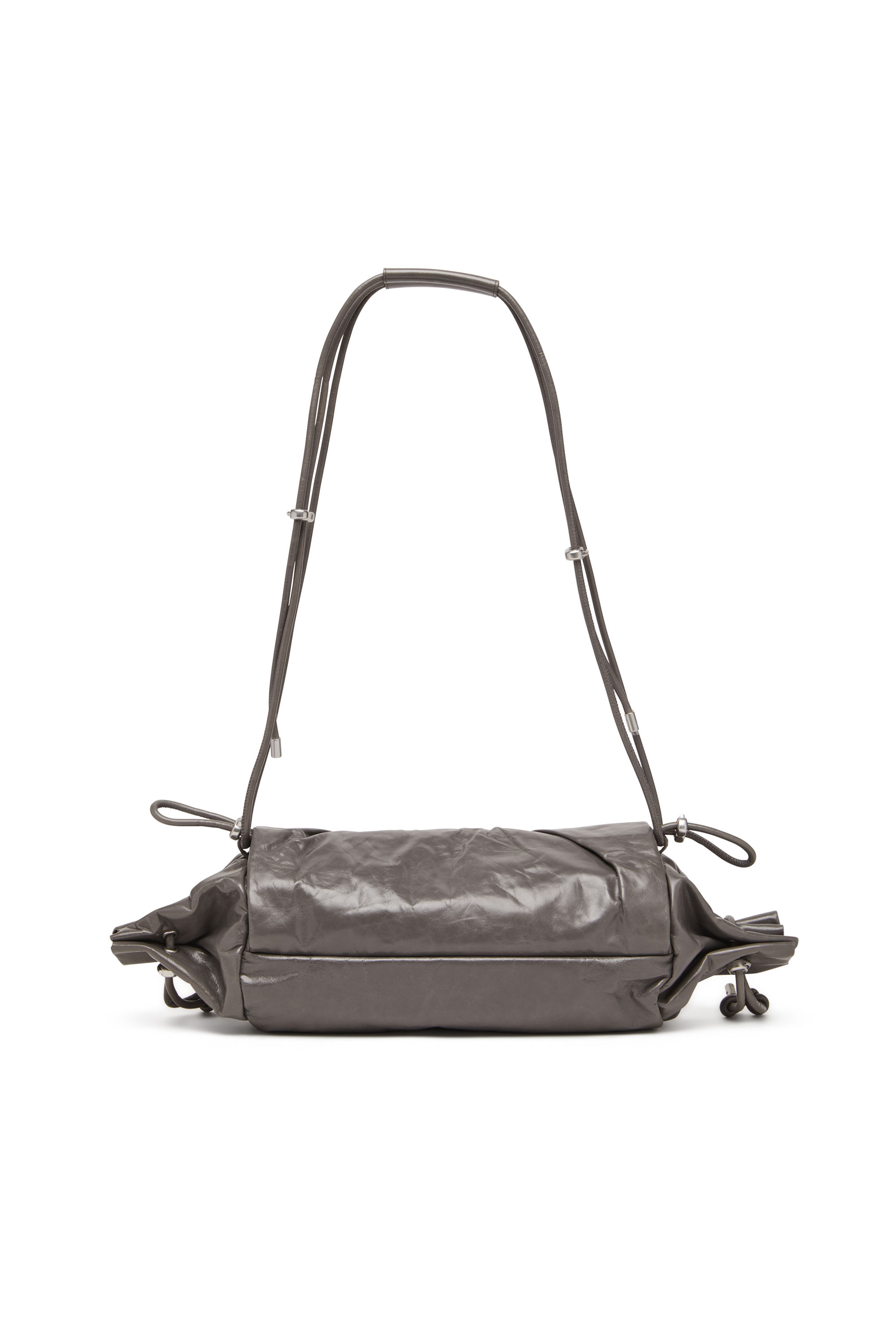 Diesel - SCRUNCH-D SHOULDER M, Female's Scrunch-D M-Shoulder bag in shiny leather in グレー - 2