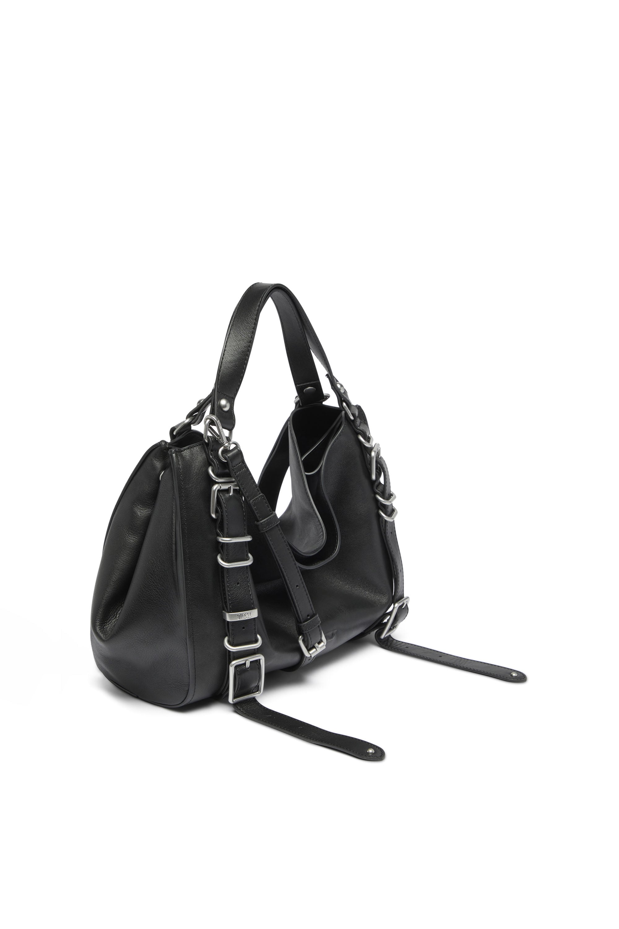 Diesel - D-ONE TOPHANDLE M, Unisex's D-One-Medium top-handle bag in treated leather in ブラック - 4