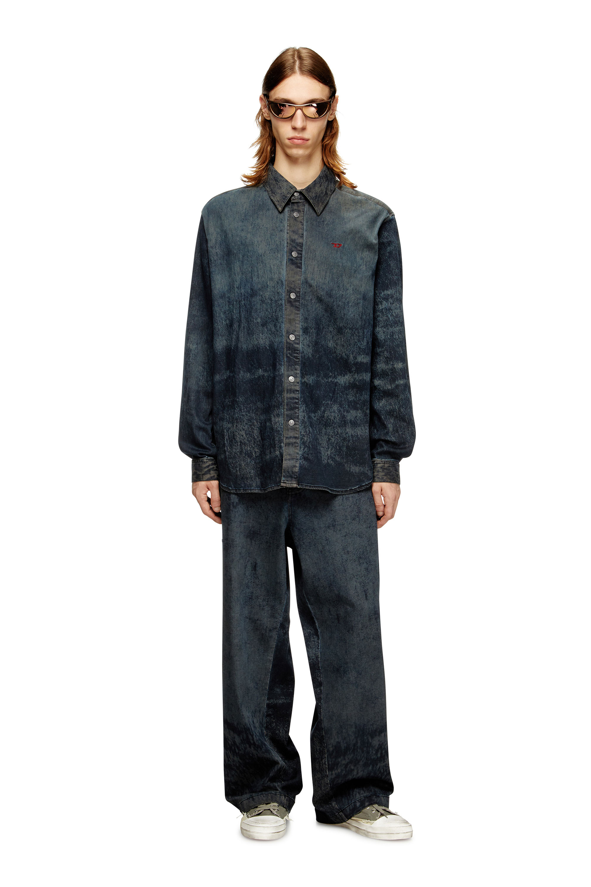 Diesel - S-SIMPLY-EPBS, Male's Cotton-blend shirt with logo in ブラック - 2