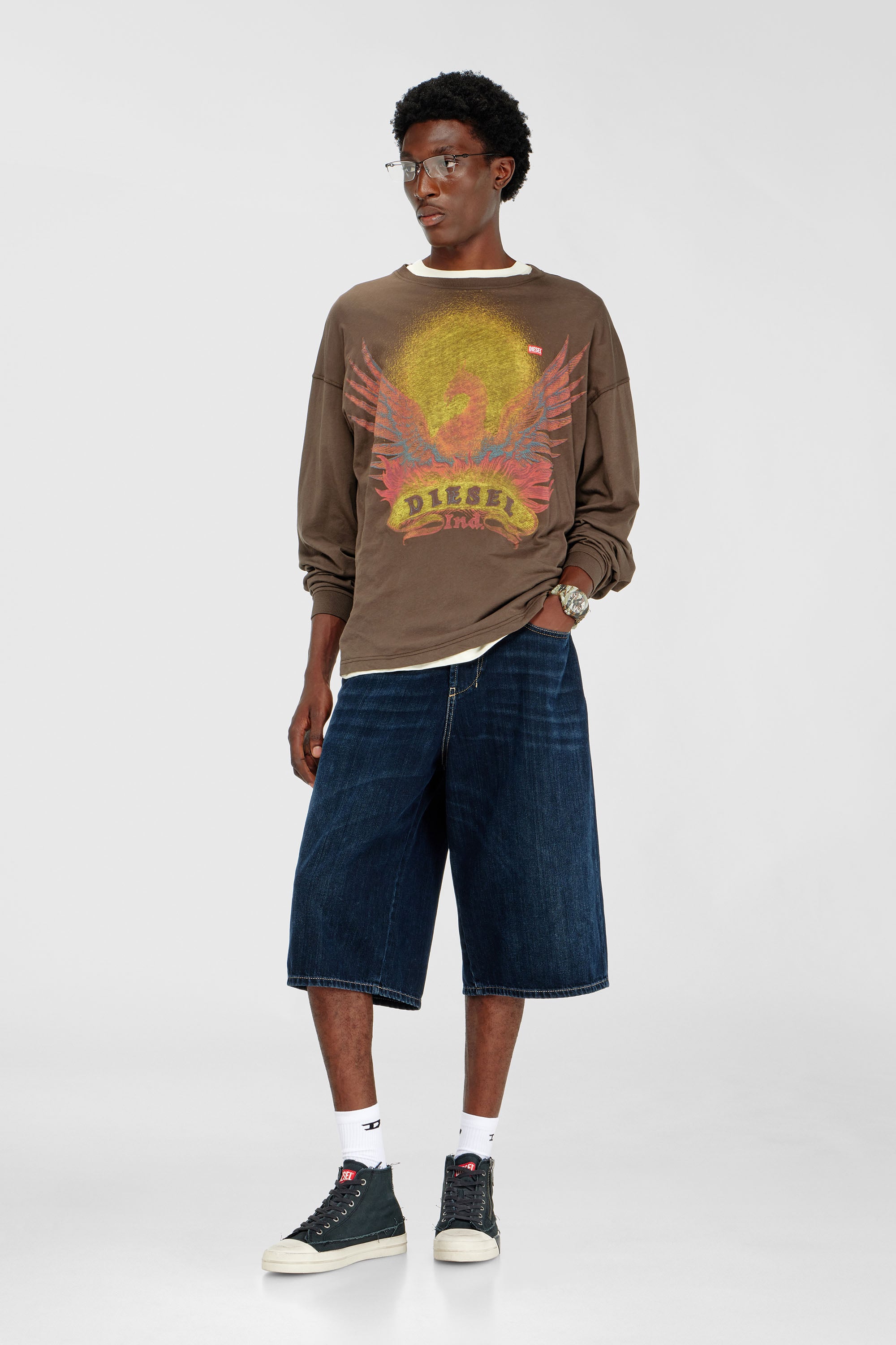Diesel - T-BOXT-LS-AA1, Male's 長袖Tシャツ in ブラウン - 2