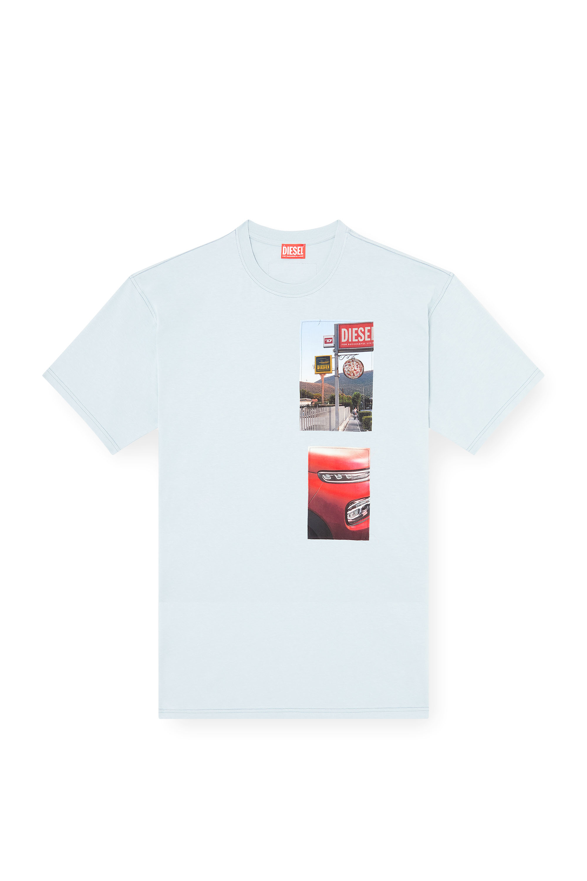 Diesel - T-BOXT-T3, Male's T-shirt with logo photo patches in ライトブルー - 3